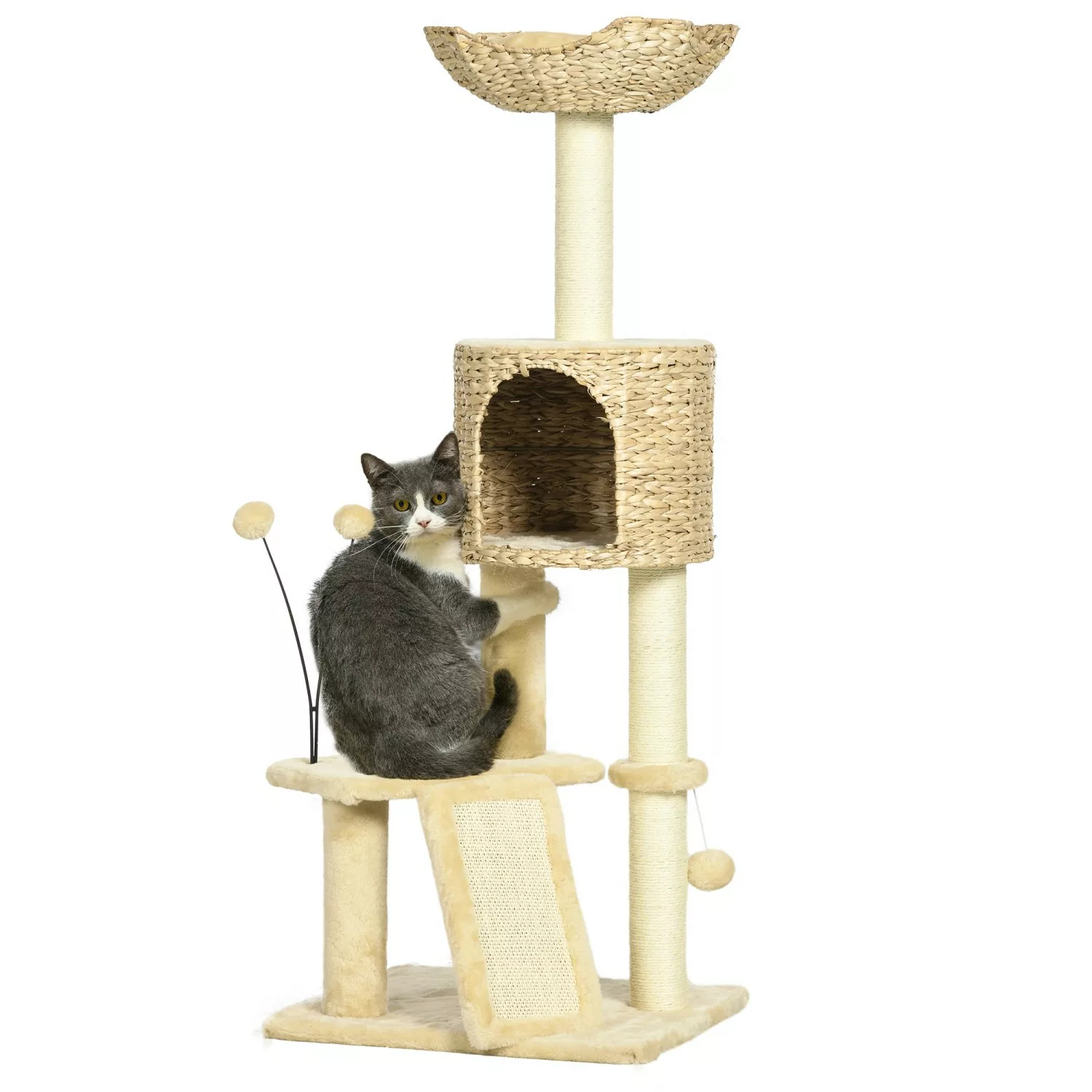 PawHut Kratzbaum Kratzstamm, Katzenkratzbaum mit Katzenbett, günstig online kaufen