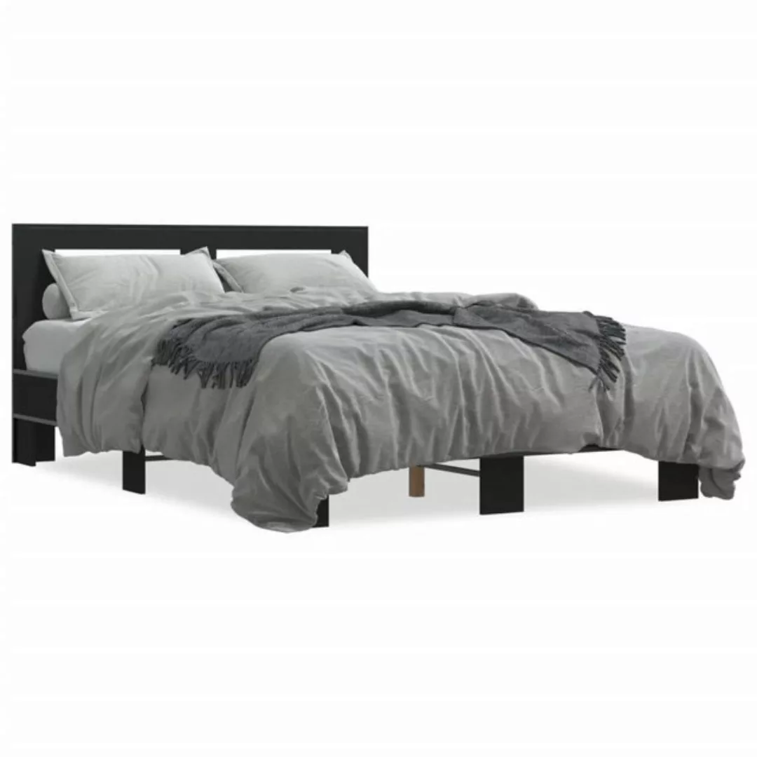 vidaXL Bett Bettgestell Schwarz 135x190 cm Holzwerkstoff und Metall günstig online kaufen