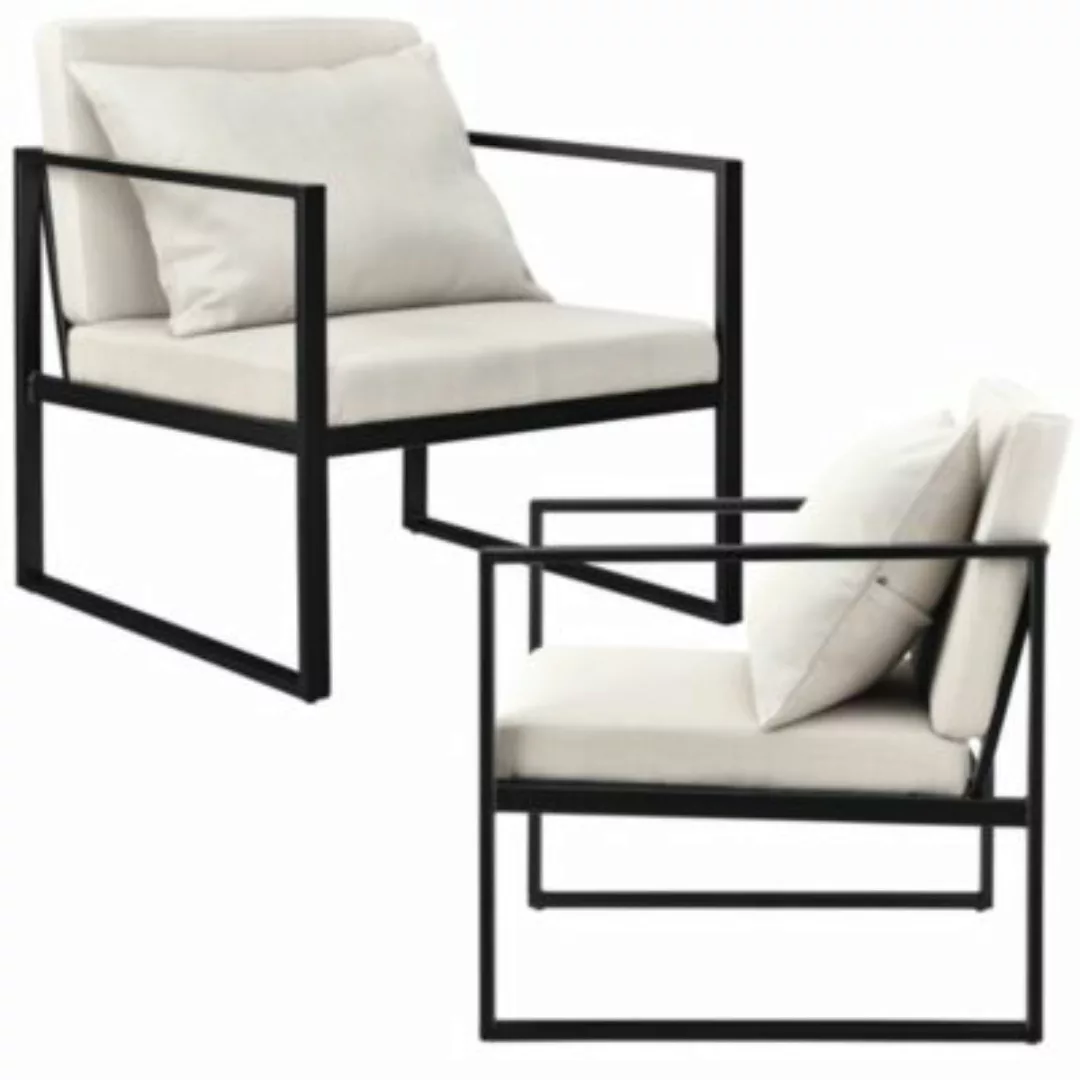 en.casa Esszimmersessel mit Rückenkissen Stuhl im 2er-Set sand günstig online kaufen