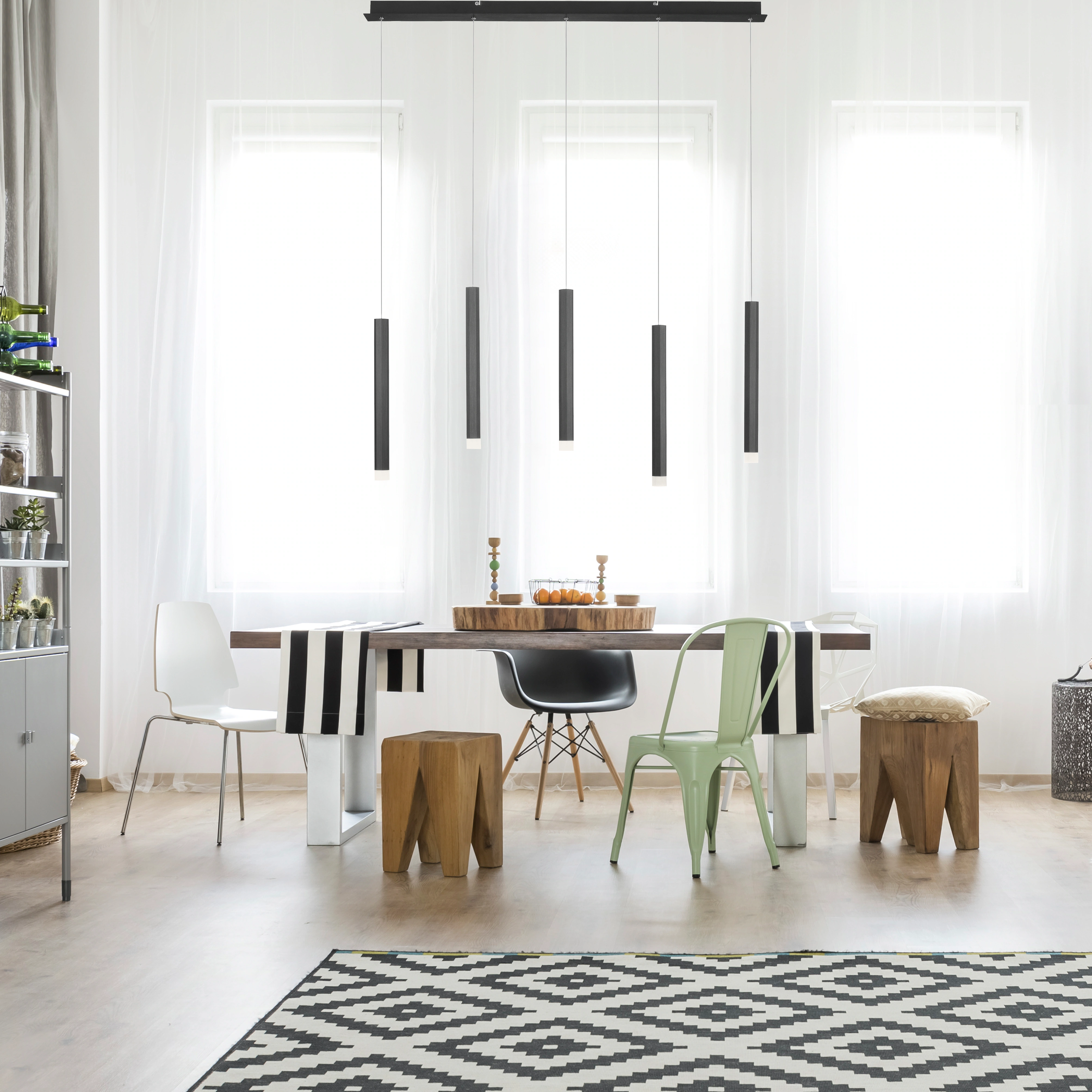 JUST LIGHT Pendelleuchte »BRUNO«, 5 flammig, Leuchtmittel LED-Board   LED f günstig online kaufen