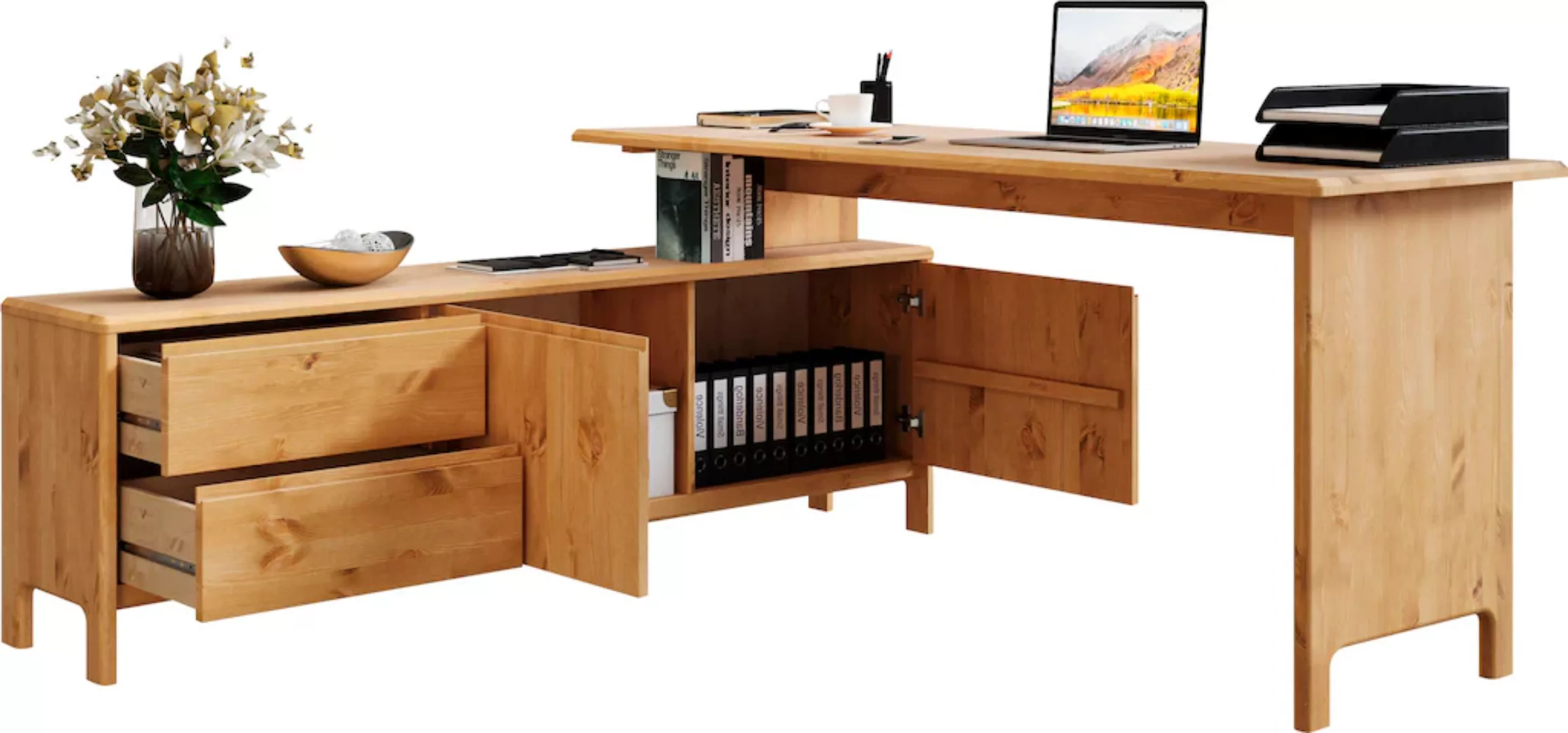 Home affaire Schreibtisch "Luven", Breite 170-304 cm, Eckschreibtisch aus M günstig online kaufen