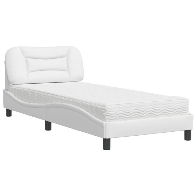 vidaXL Bett Bett mit Matratze Weiß 90x200 cm Kunstleder günstig online kaufen