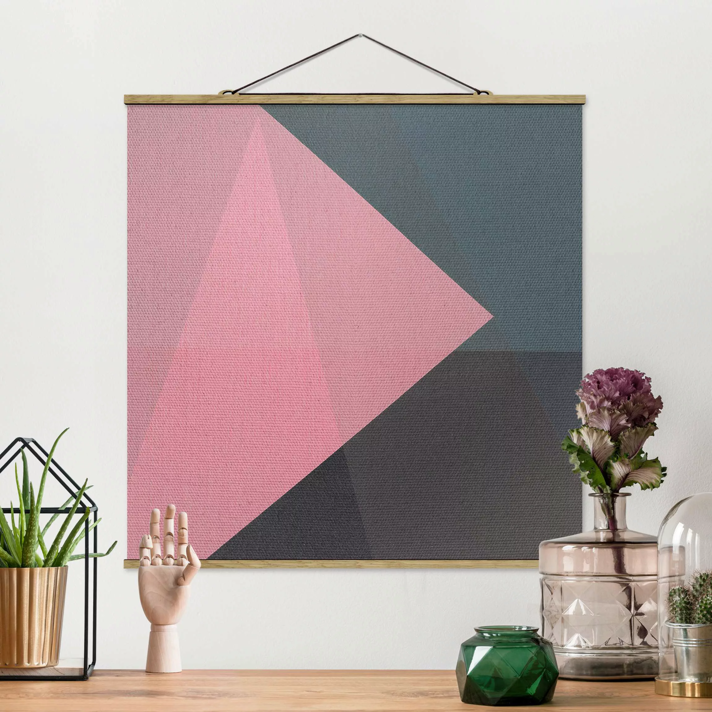 Stoffbild mit Posterleisten Rosa Transparenz Geometrie günstig online kaufen