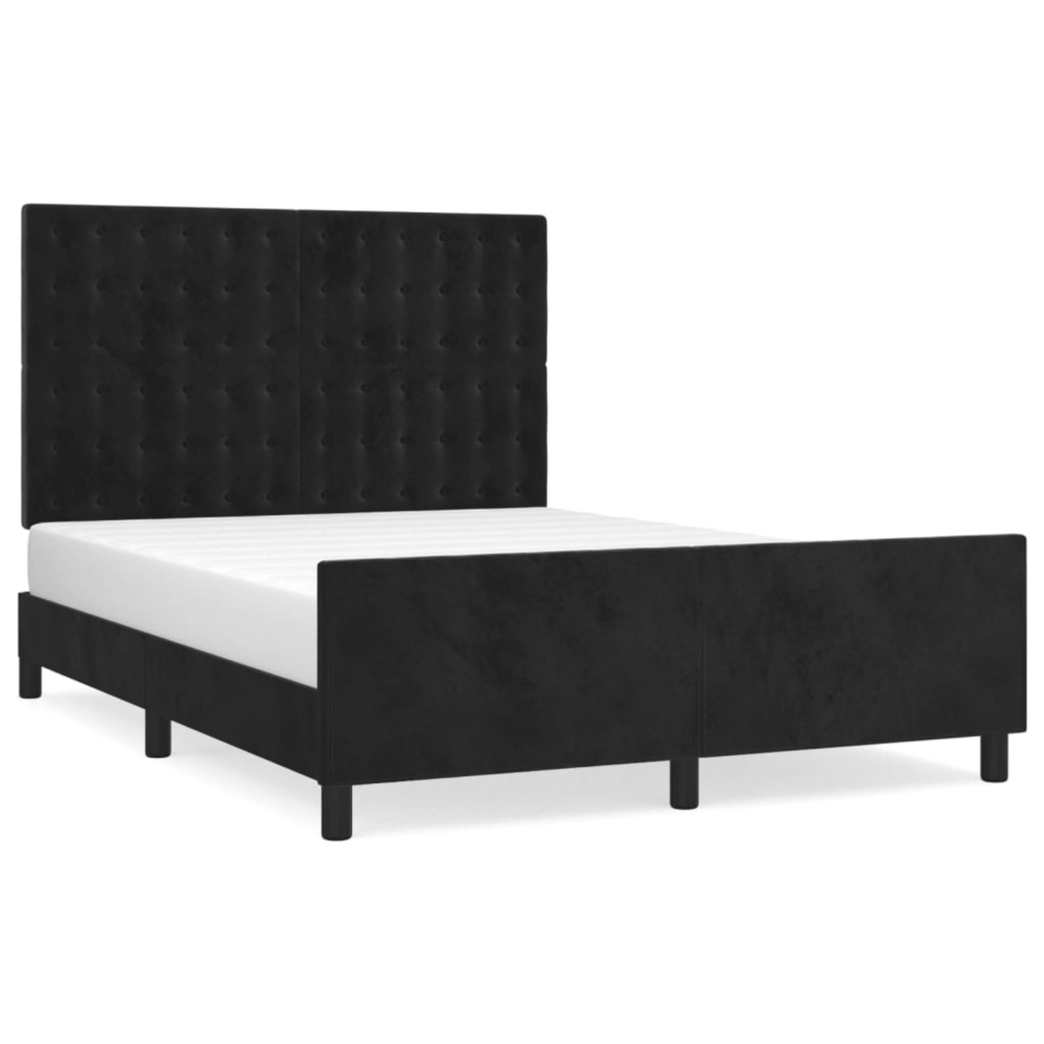 vidaXL Bettgestell Bettrahmen mit Kopfteil Schwarz 140x200 cm Samt Bett Bet günstig online kaufen