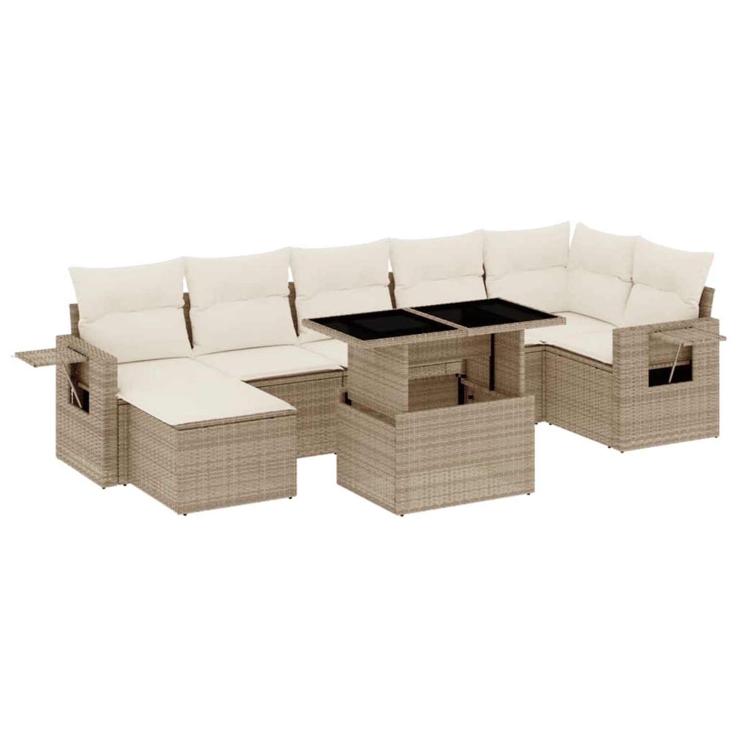 vidaXL 8-Tlg Garten-Sofagarnitur mit Kissen Beige Poly Rattan 3268058 günstig online kaufen