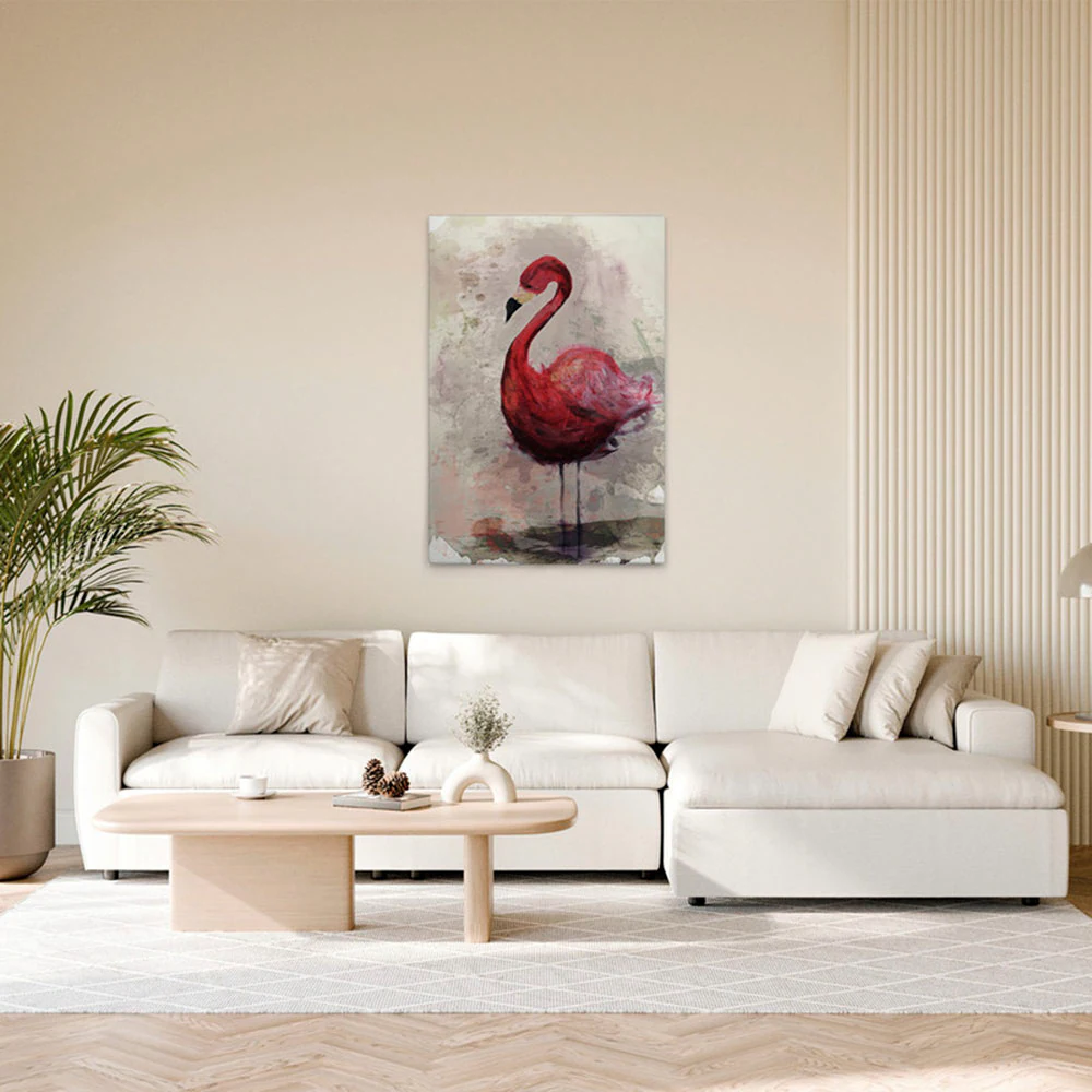 A.S. Création Leinwandbild "Flamingo - Wandbild Creme Beige Grau Keilrahmen günstig online kaufen