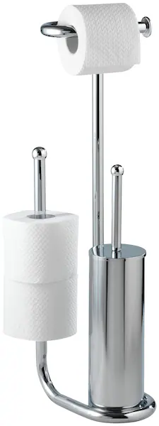 Stand WC Garnitur Chrom mit Ersatzrollenhalter - silber - Metall - 20 cm - günstig online kaufen