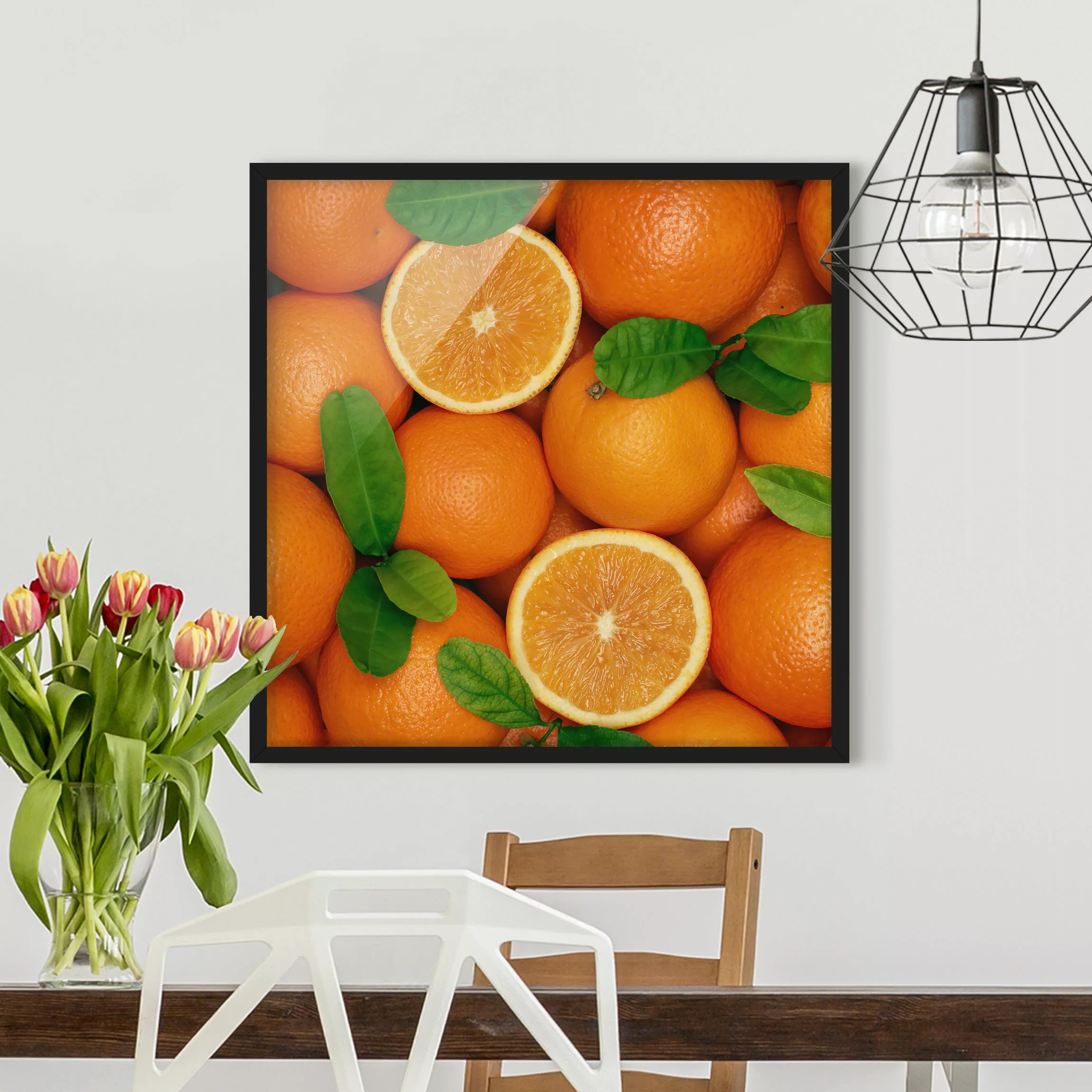 Bild mit Rahmen Küche - Quadrat Saftige Orangen günstig online kaufen