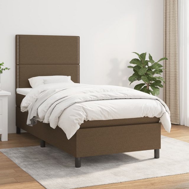 vidaXL Bett Boxspringbett mit Matratze Taupe 90x200 cm Stoff günstig online kaufen