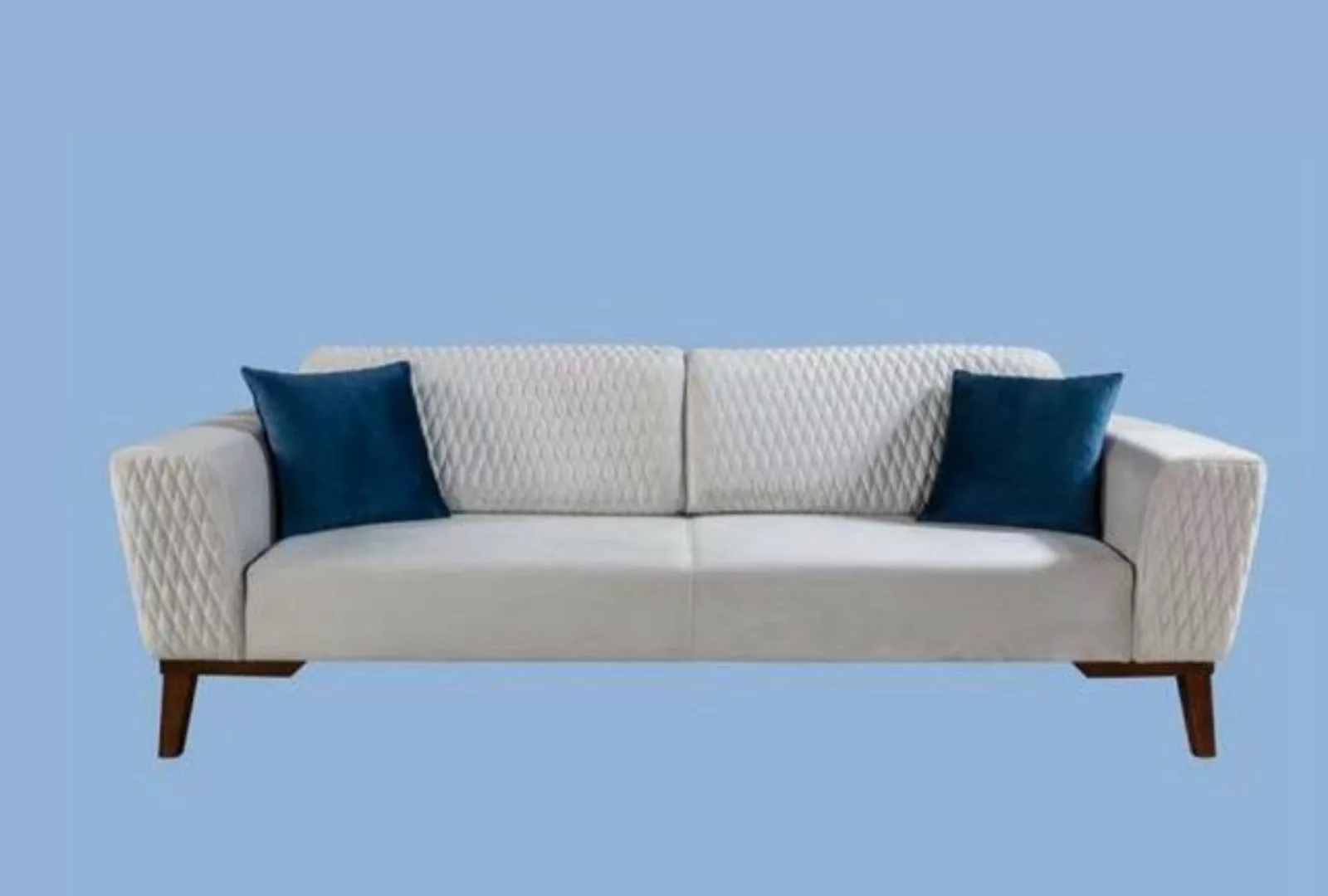 JVmoebel Sofa Dreisitzer Luxus Sofa 3 Sitzer Sitzer Stoff Weiß Wohnzimmer N günstig online kaufen