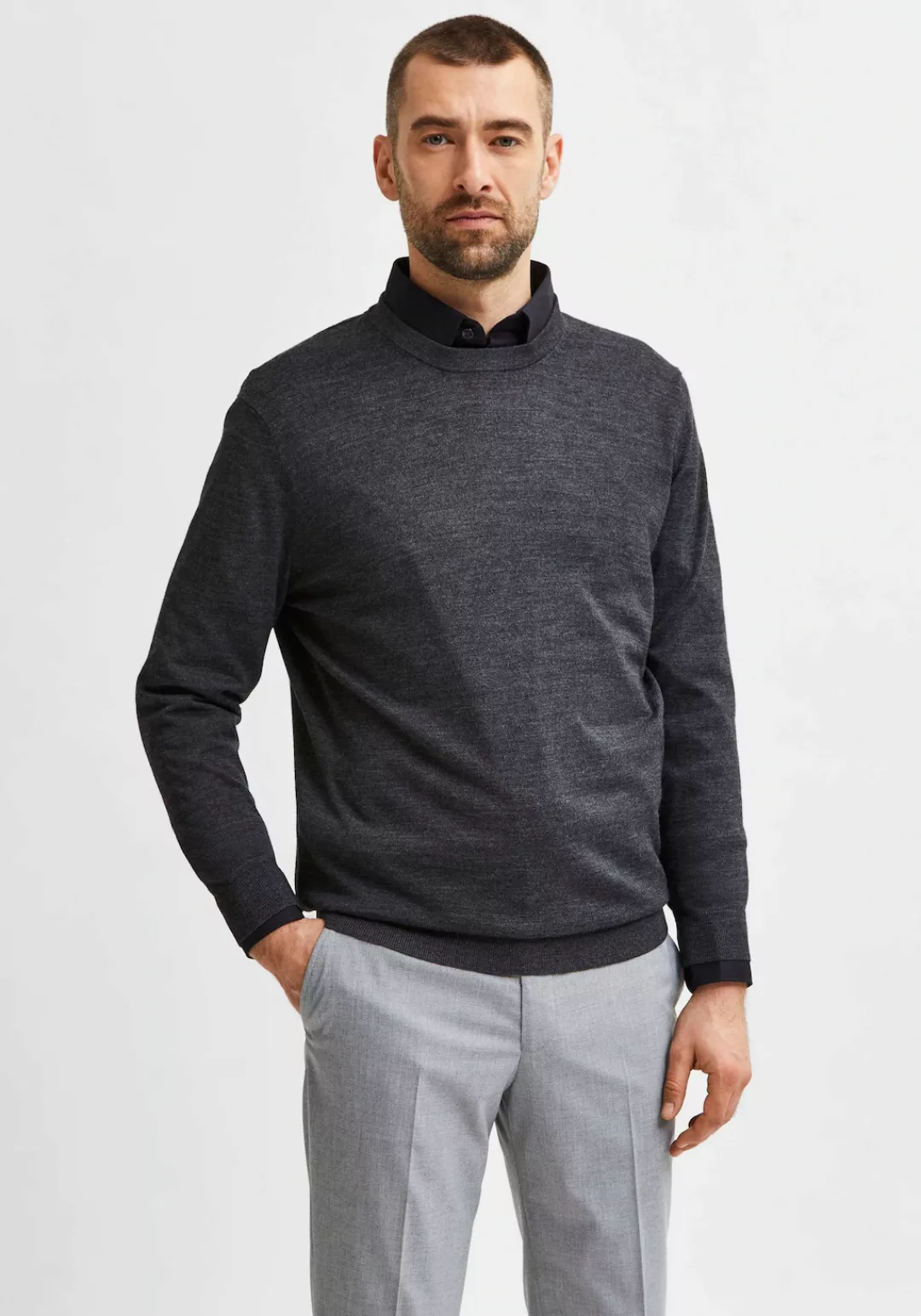 SELECTED HOMME Rundhalspullover "OWN MERINO COOLMAX KNIT" günstig online kaufen