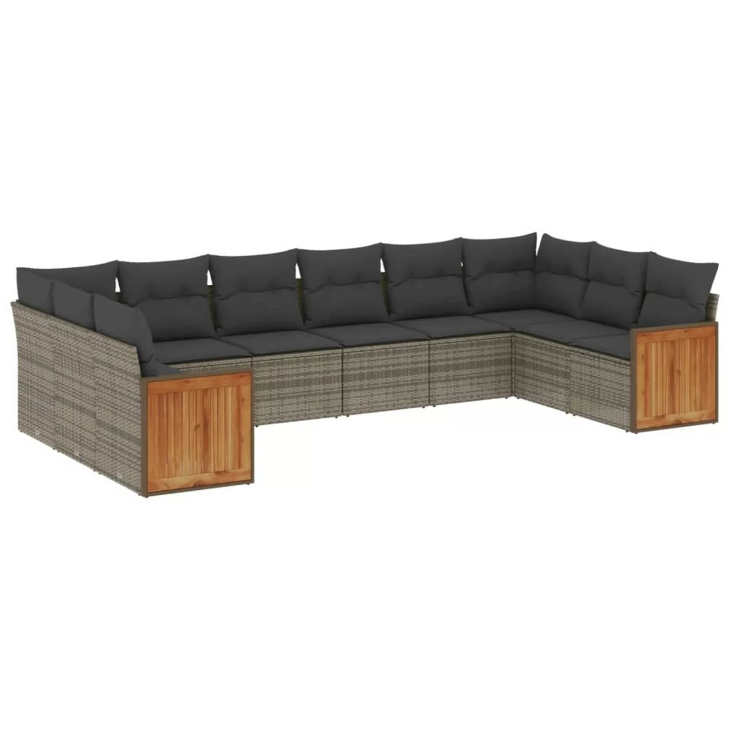 vidaXL 10-tlg Garten-Sofagarnitur mit Kissen Grau Poly Rattan Modell 69 günstig online kaufen