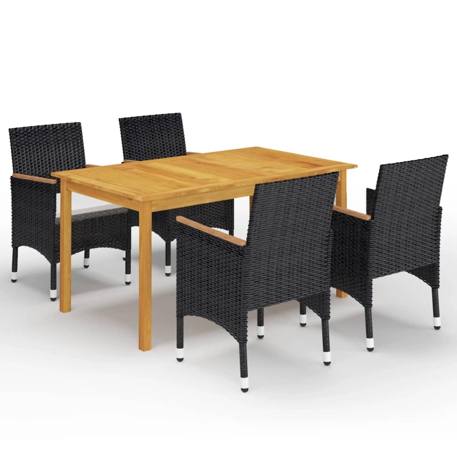 vidaXL 5-Tlg Garten-Essgruppe mit Kissen Schwarz 3095866 günstig online kaufen