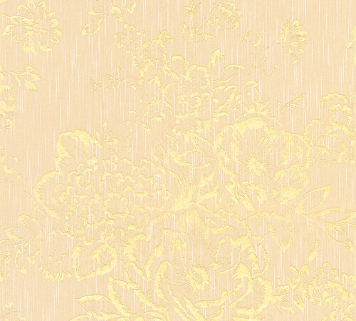 Bricoflor Textil Tapete mit Metallic Effekt Vlies Blumentapete in Gold Gelb günstig online kaufen