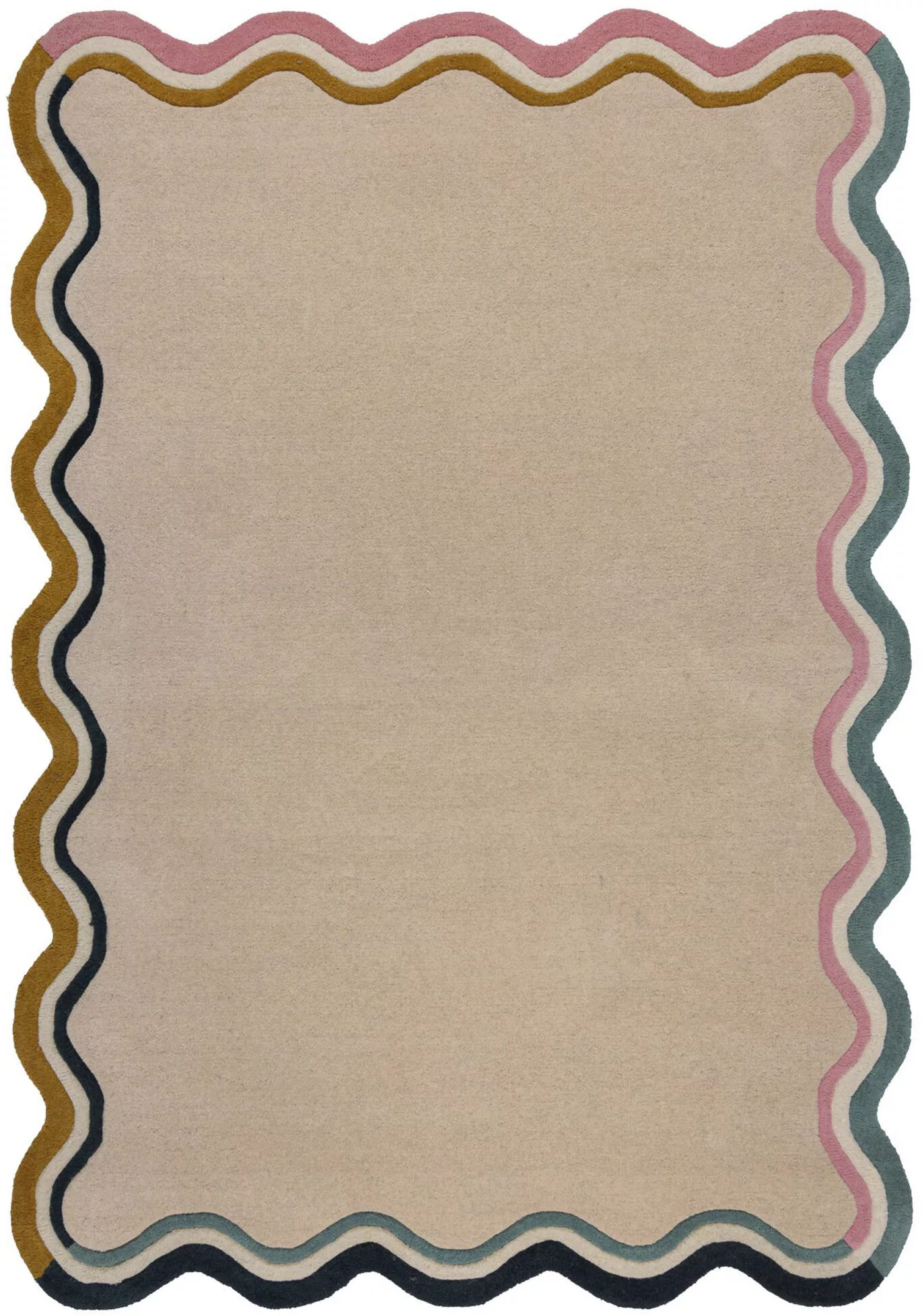 FLAIR RUGS Wollteppich »Leo Scallop«, rechteckig, Woll Border Teppich günstig online kaufen