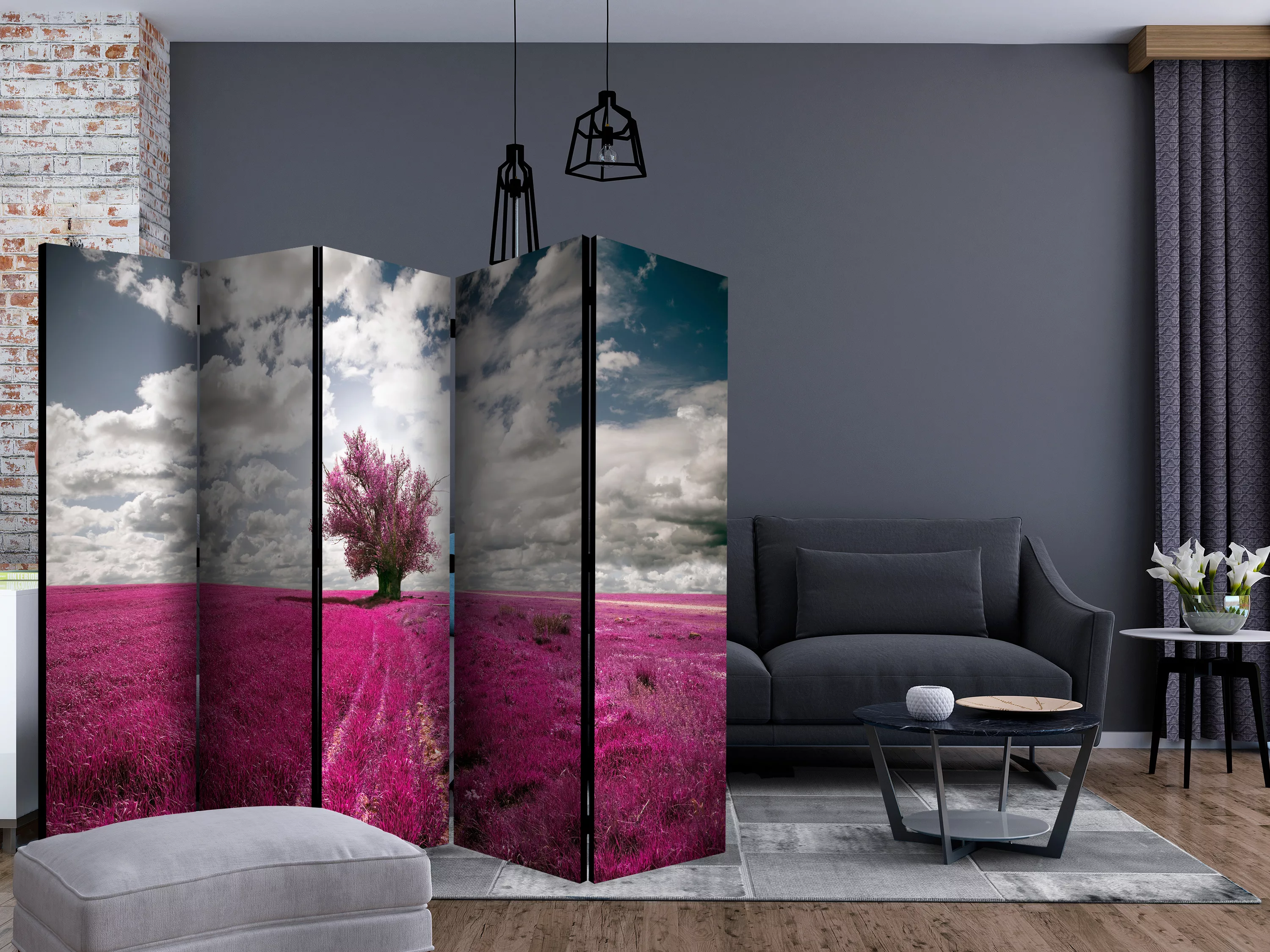 5-teiliges Paravent - Magenta Meadow Ii [room Dividers] günstig online kaufen