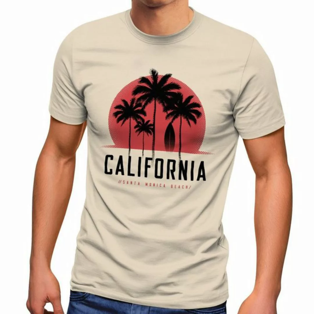 Neverless Print-Shirt Herren T-Shirt California Palmen Santa Monica Beach S günstig online kaufen