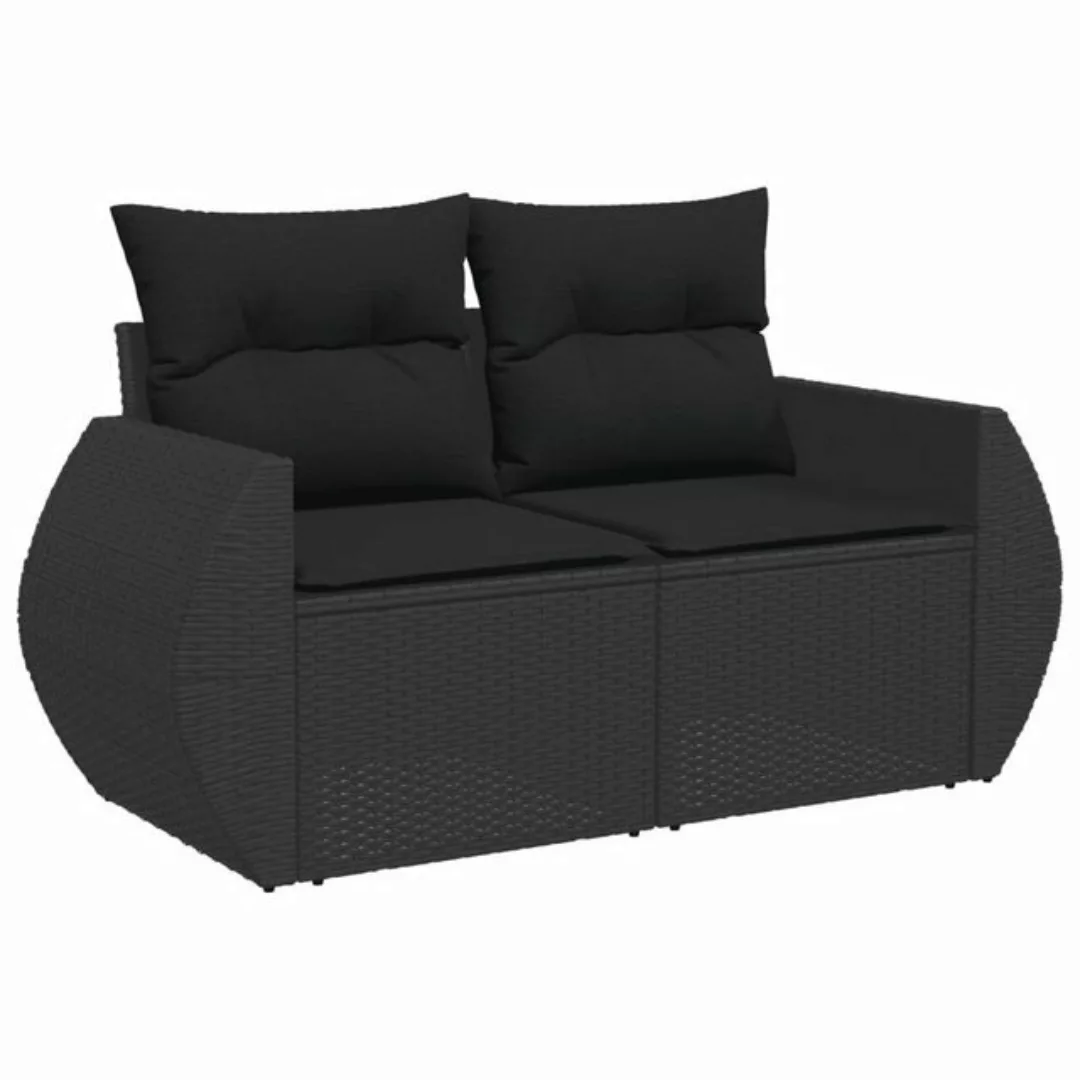 vidaXL Loungesofa Gartensofa mit Kissen 2-Sitzer Schwarz Poly Rattan günstig online kaufen