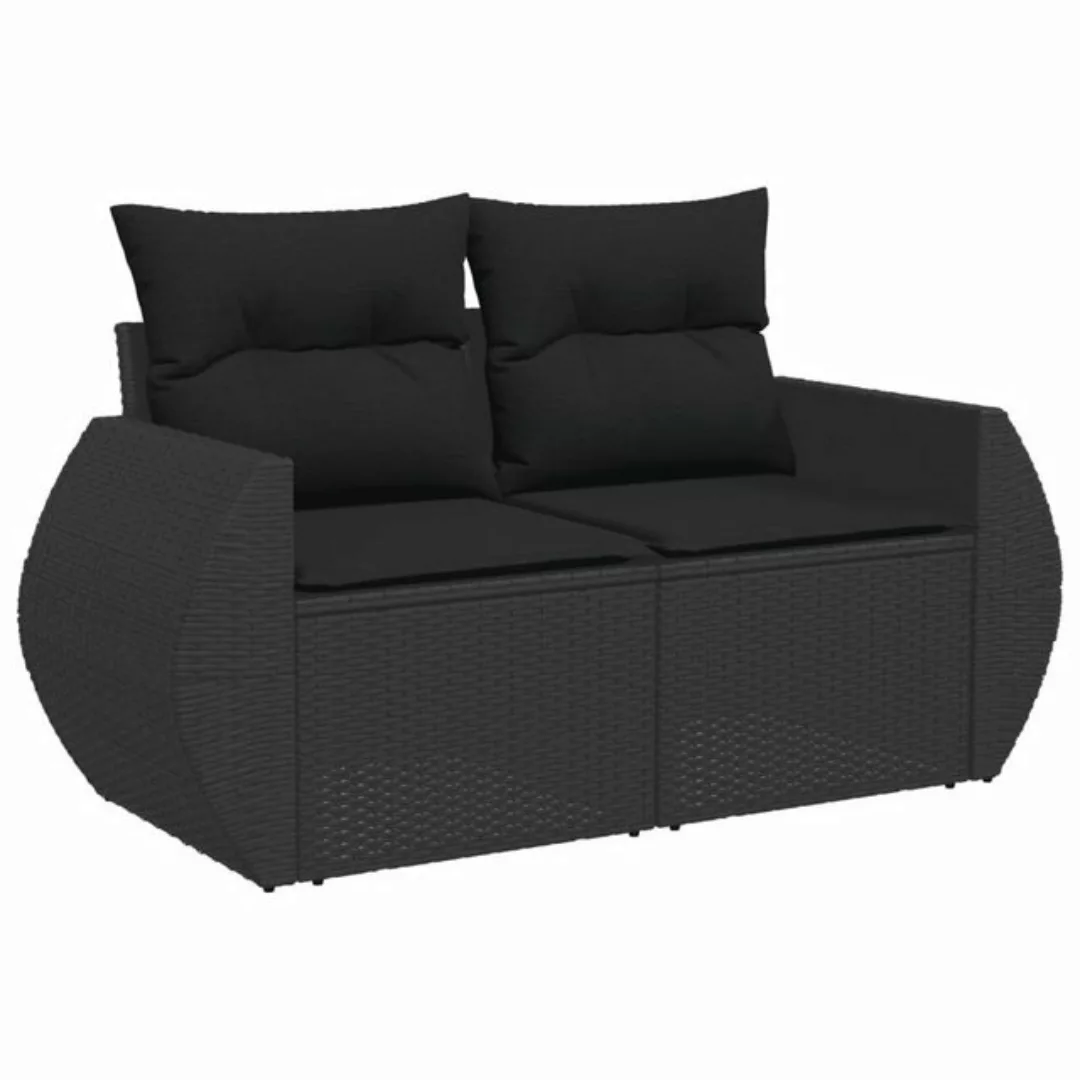 vidaXL Loungesofa Gartensofa mit Kissen 2-Sitzer Schwarz Poly Rattan, 1 Tei günstig online kaufen