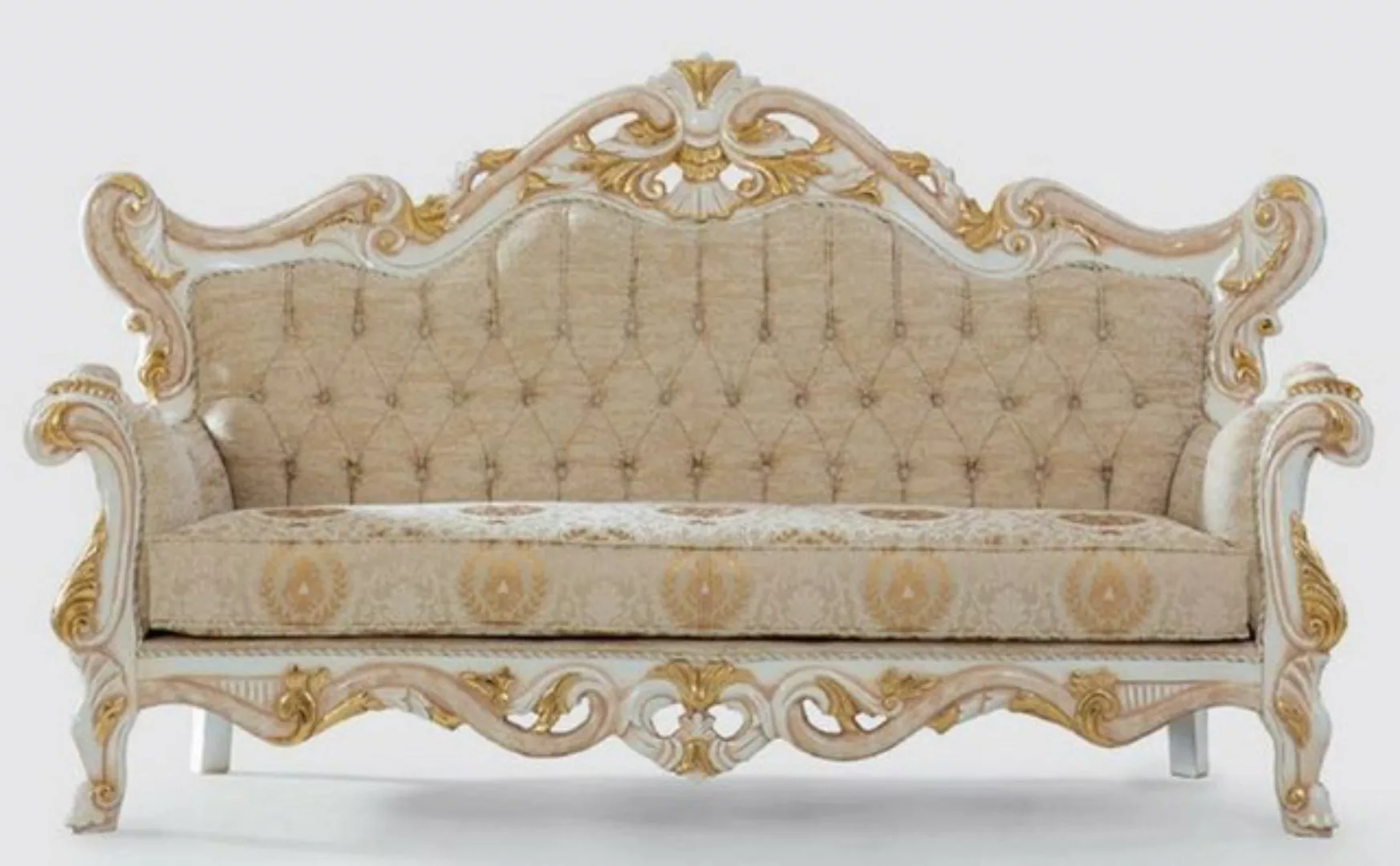 Casa Padrino Sofa Luxus Barock Sofa Beige / Weiß / Gold 225 x 90 x H. 128 c günstig online kaufen