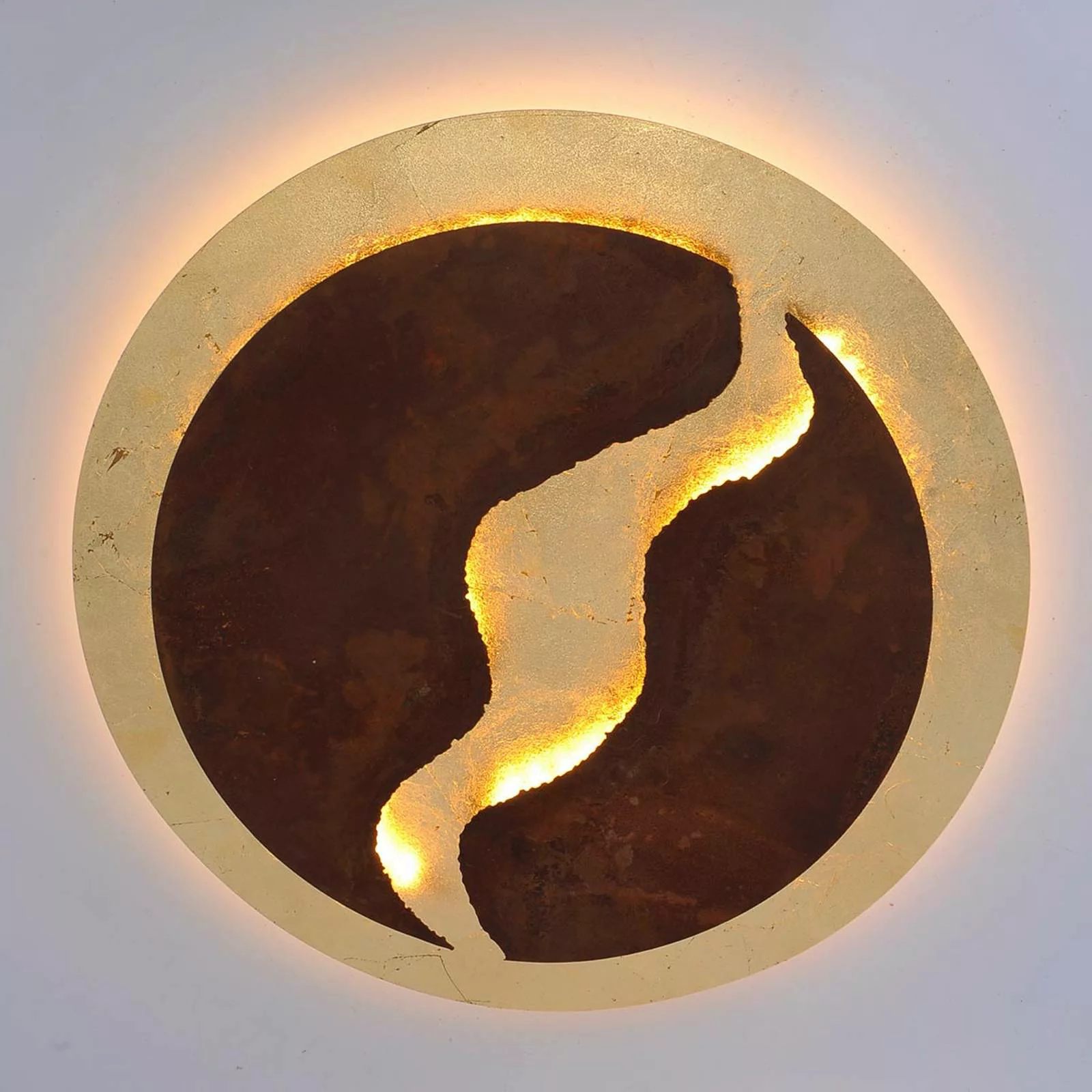 LED-Deckenleuchte Nevis, rund, Ø 50 cm, braun-gold günstig online kaufen
