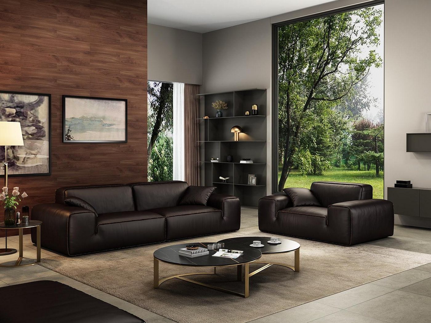 Xlmoebel Sofa Luxuriöses Wohnzimmermöbel-Set in Schwarz mit einer 3-Sitzer- günstig online kaufen