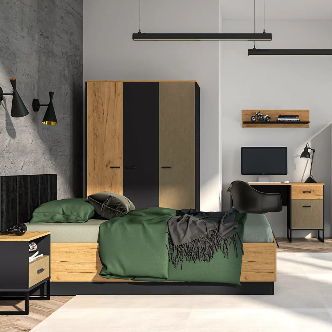 Jugendzimmer Set 7-teilig CASPER-131, Bett 120x200cm mit aufklappbarem Latt günstig online kaufen