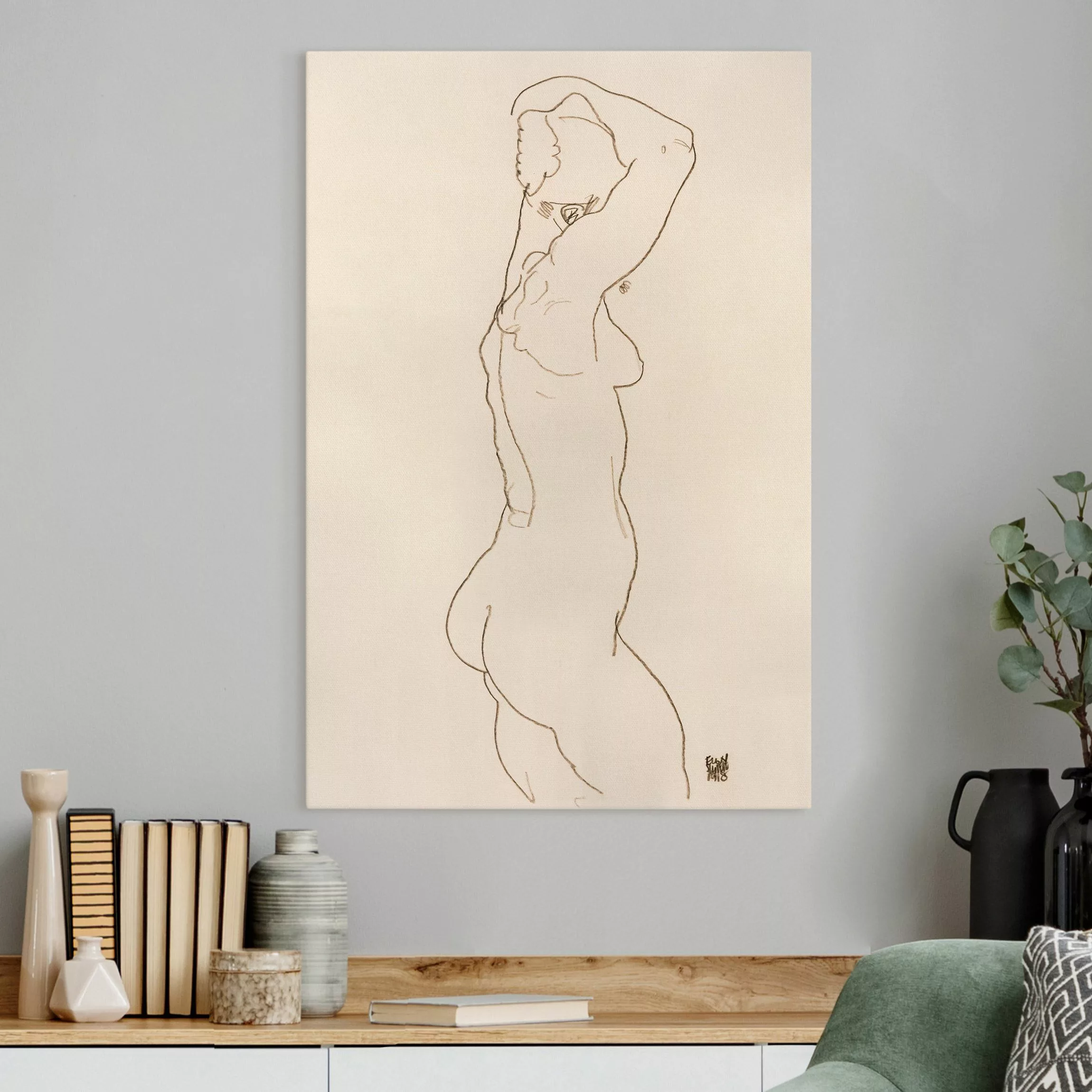 Leinwandbild Egon Schiele - Weiblicher Akt günstig online kaufen