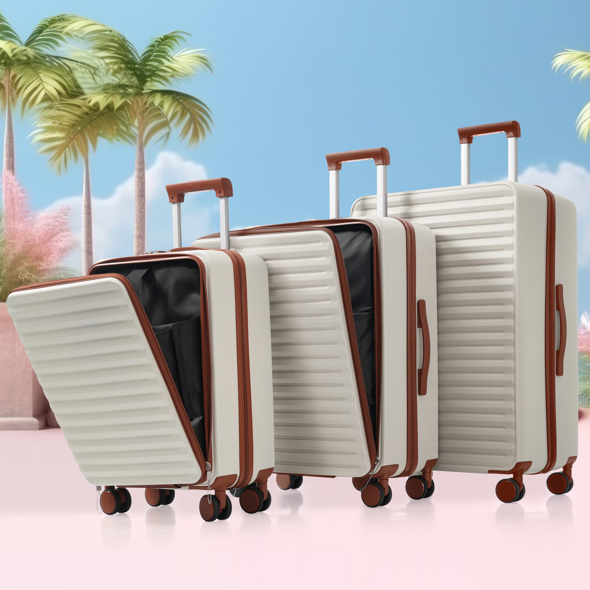 REDOM Trolleyset Gepäckset 3-teilig, Front-Öffnungs-Design(M&L), 4 günstig online kaufen