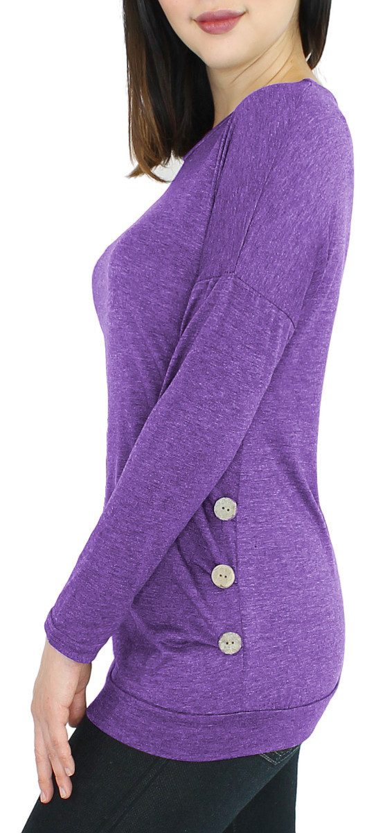 dy_mode Langarmshirt Damen Langarmshirt Rundhals Longshirt günstig online kaufen