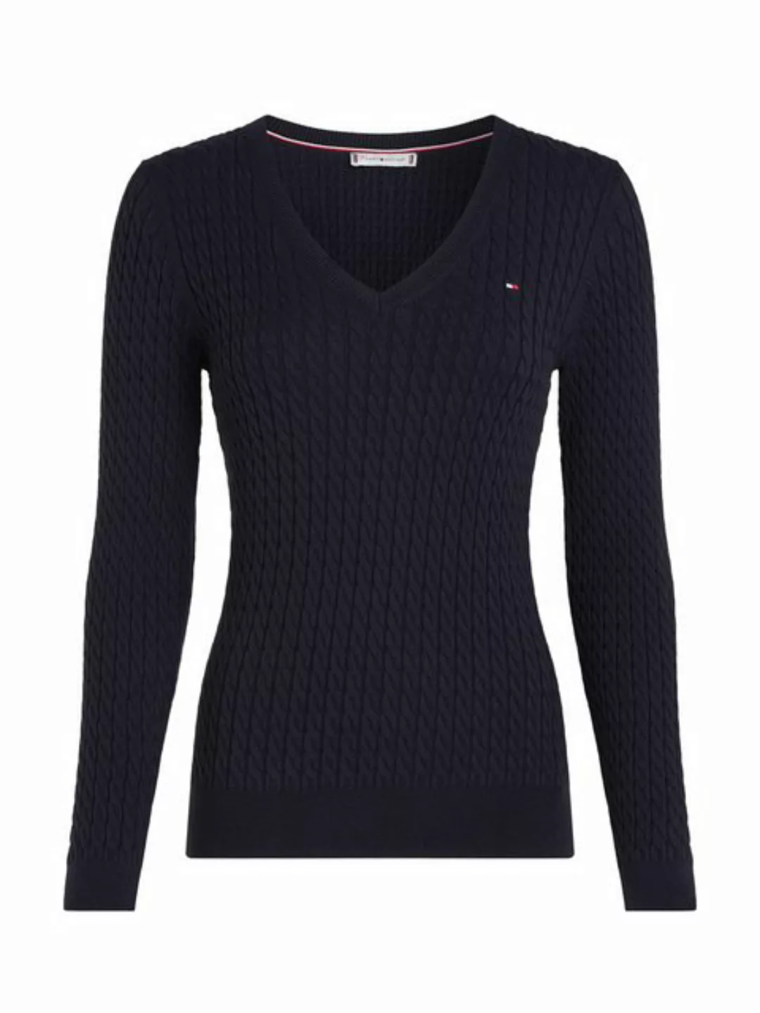 Tommy Hilfiger Strickpullover CO CABLE V-NK SWEATER mit Zopfmuster günstig online kaufen