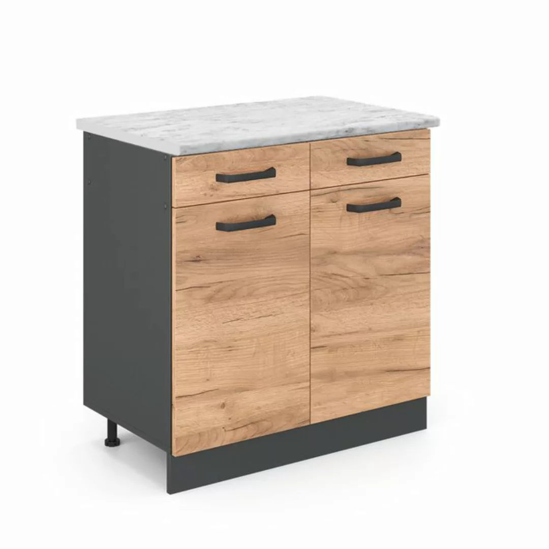 Vicco Unterschrank R-Line, Goldkraft Eiche/Anthrazit, 80 cm AP Marmor günstig online kaufen