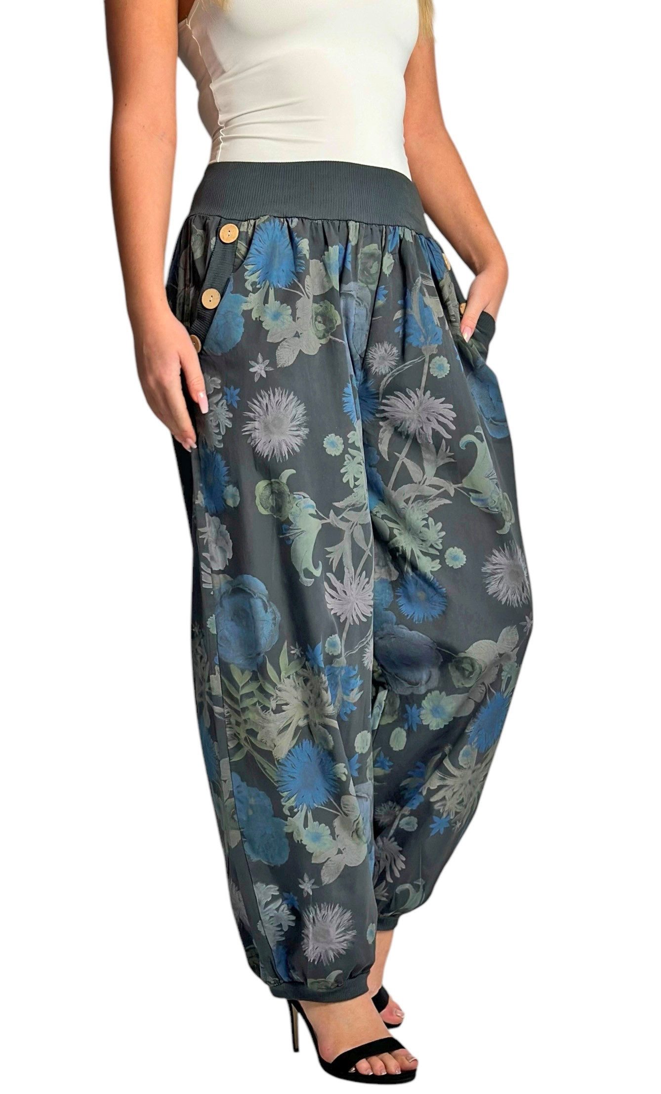 Mississhop Haremshose Baumwollhose Damenhose Aladinhose Blumenprint günstig online kaufen