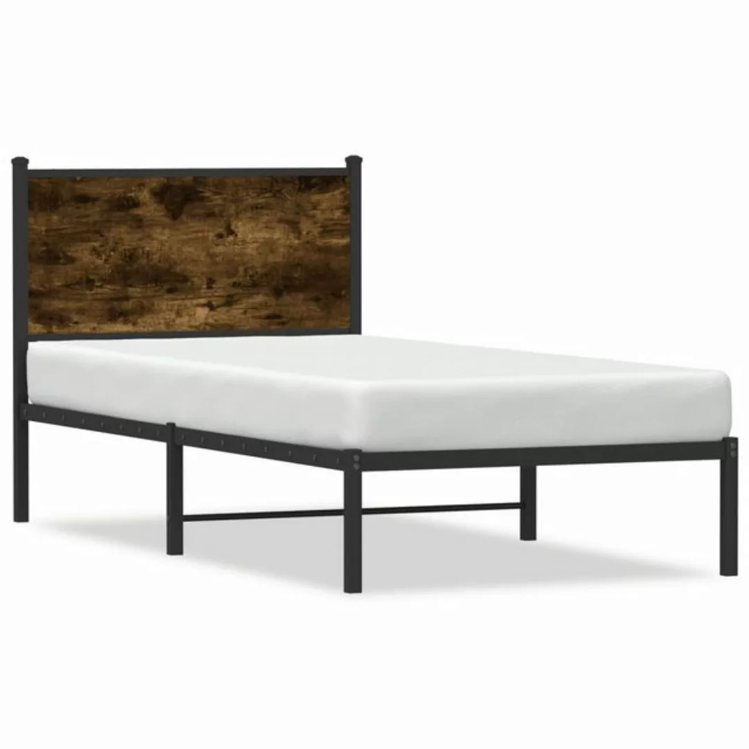 vidaXL Bett Metallbett ohne Matratze Räuchereiche 75x190 cm günstig online kaufen