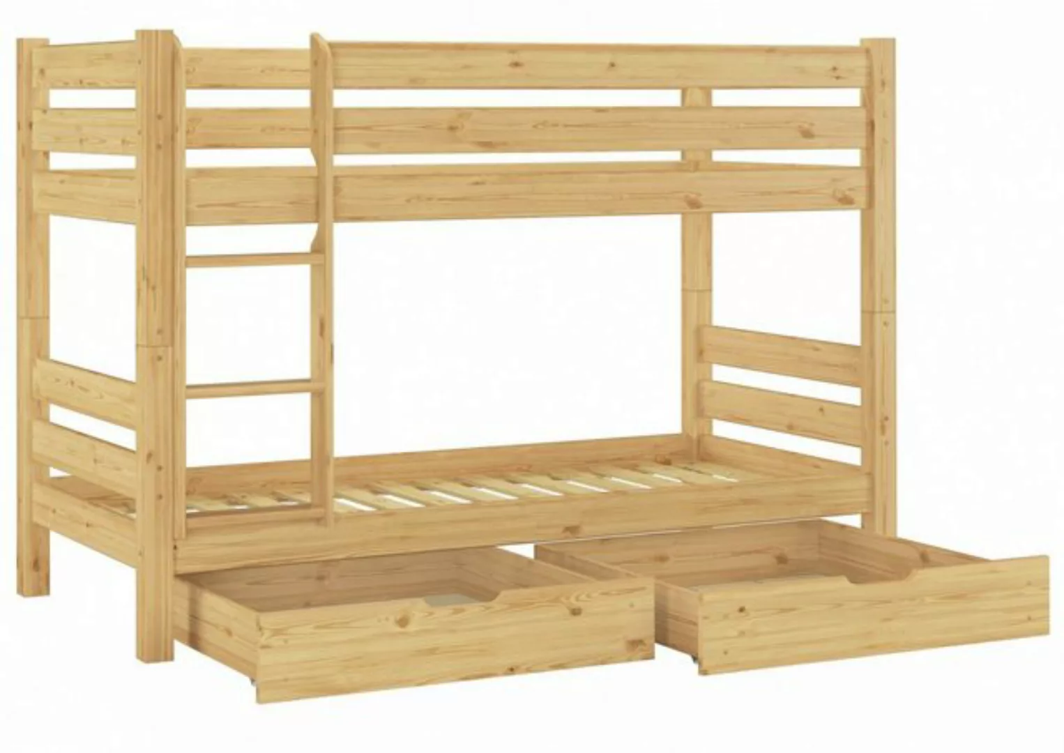 ERST-HOLZ Etagenbett Etagenbett 90x200 Kiefer mit Rollrosten und Bettkasten günstig online kaufen