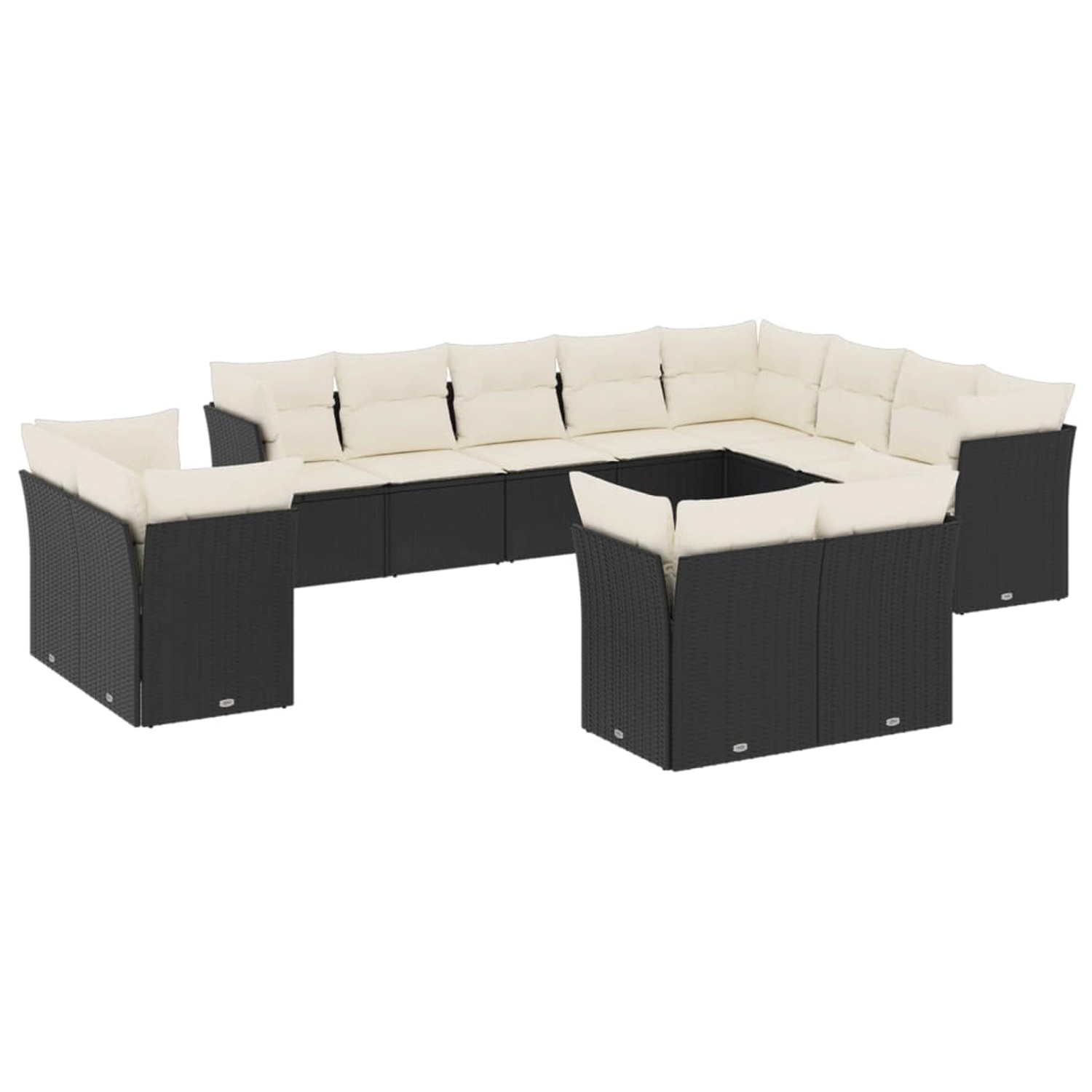 vidaXL 12-tlg Garten-Sofagarnitur mit Kissen Schwarz Poly Rattan Modell 6 günstig online kaufen