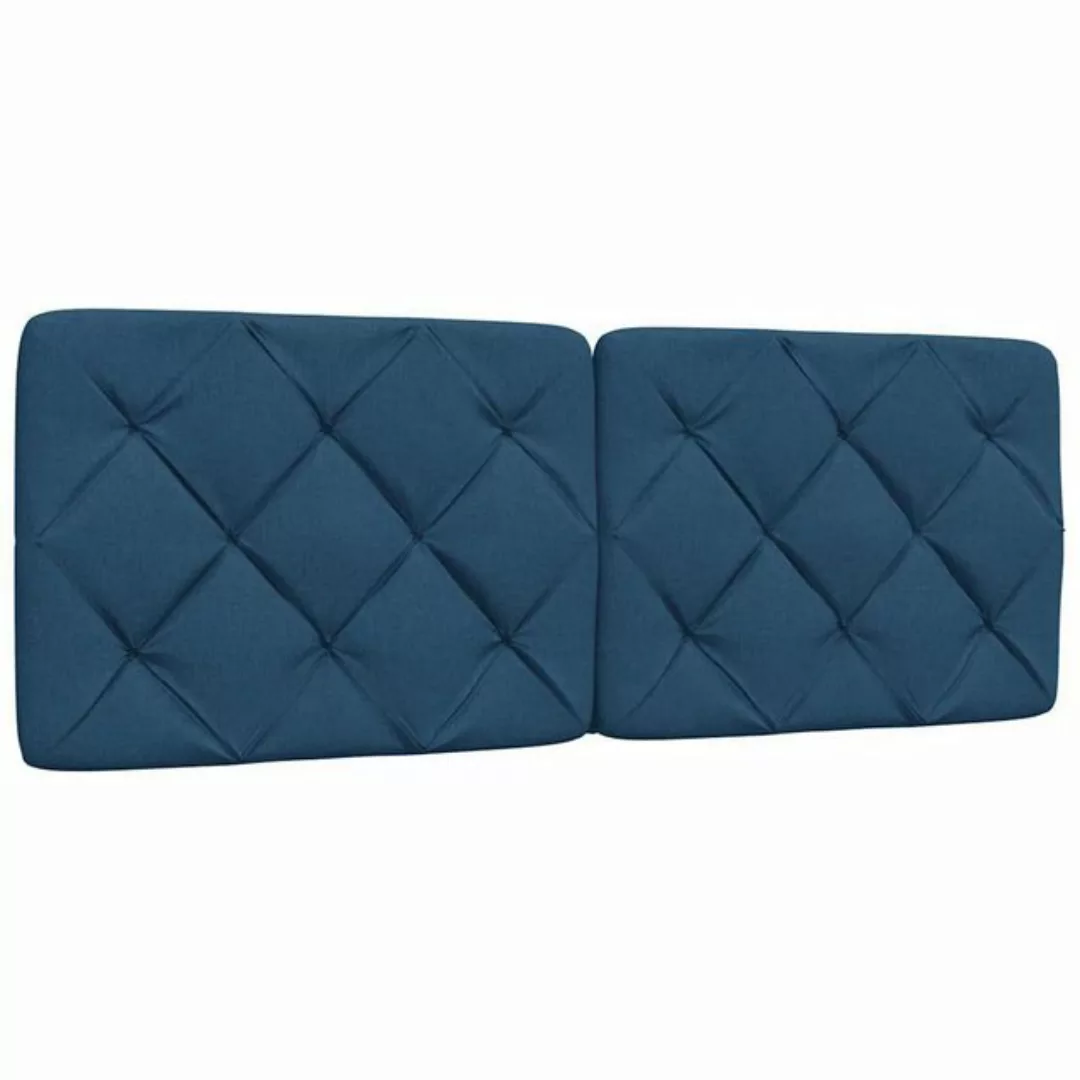 vidaXL Bett, Kopfteil-Kissen Blau 120 cm Stoff günstig online kaufen