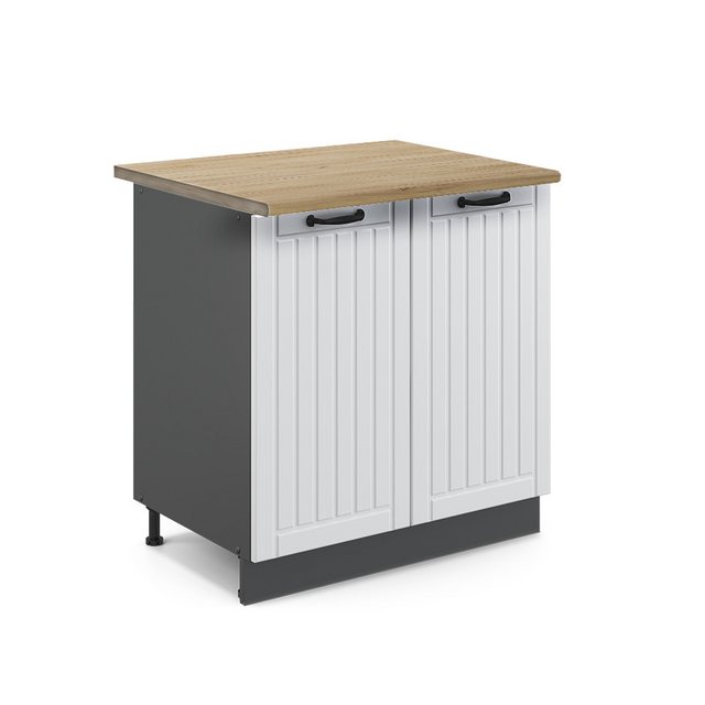 Vicco Spülenunterschrank Fame-Line, Weiß Landhaus/Anthrazit, 80 cm mit Rega günstig online kaufen