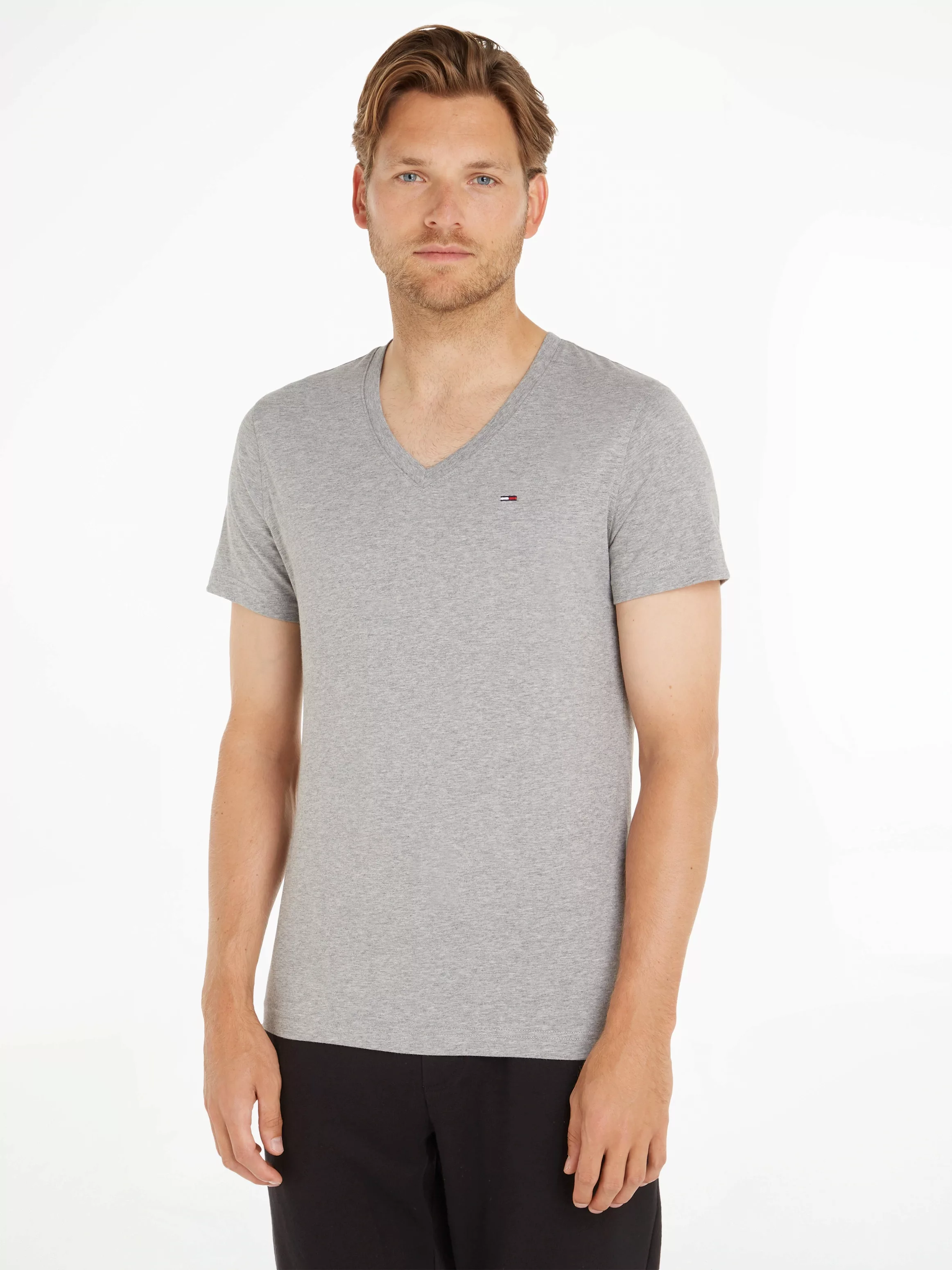 Tommy Hilfiger Original V-neck Kurzärmeliges T-shirt 2XL Light Grey Heather günstig online kaufen