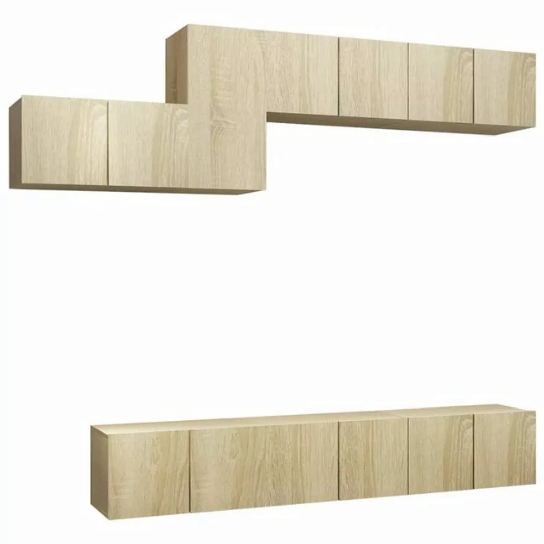 furnicato TV-Schrank 7-tlg. TV-Schrank-Set Sonoma-Eiche Holzwerkstoff günstig online kaufen