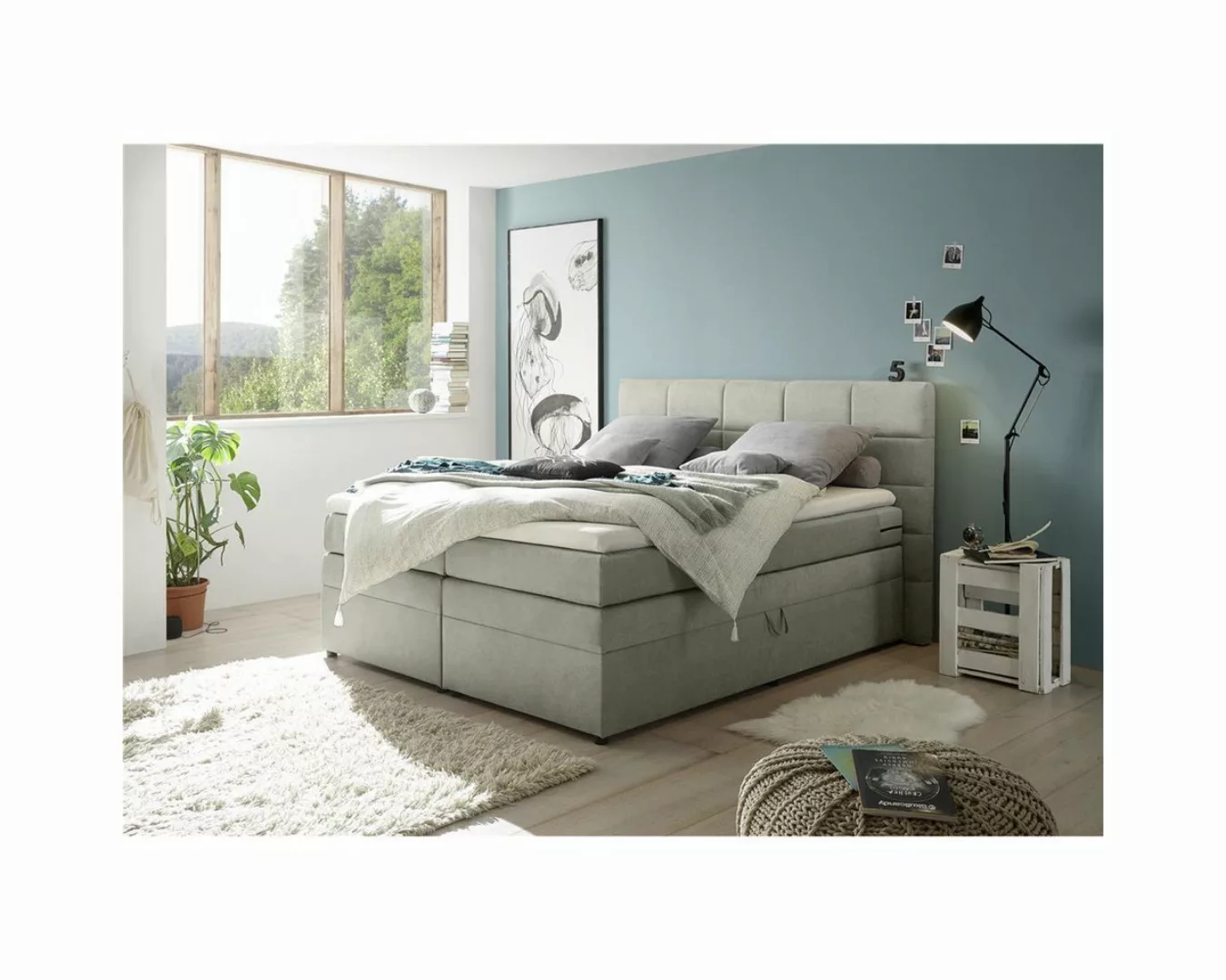 Lomadox Boxspringbett TEREZIN-09, Doppelbett, 180x200, mit Bettkasten, Härt günstig online kaufen