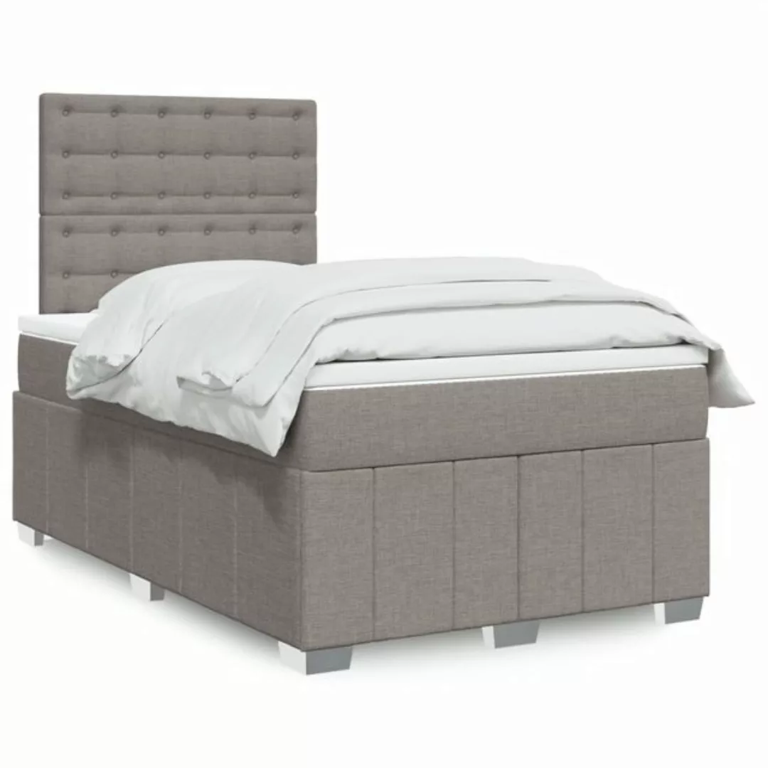 vidaXL Boxspringbett, Boxspringbett mit Matratze Taupe 120x200 cm Stoff günstig online kaufen