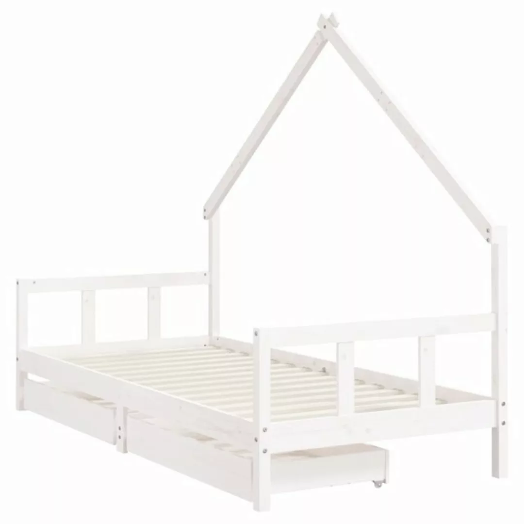 vidaXL Kinderbett Kinderbett mit Schubladen Weiß 90x200 cm Massivholz Kiefe günstig online kaufen