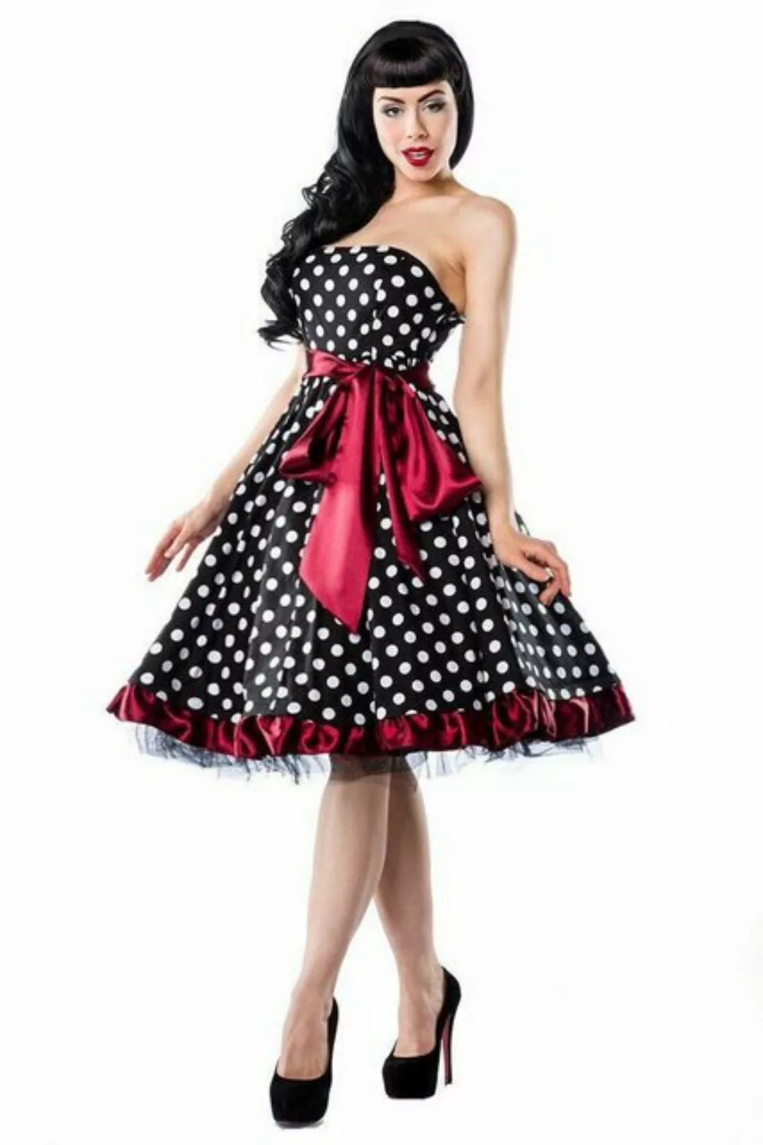 Bandeaukleid 50er Jahre Pin Up Rockabilly Kleid Retro Tanzkleid Bandeau dot günstig online kaufen