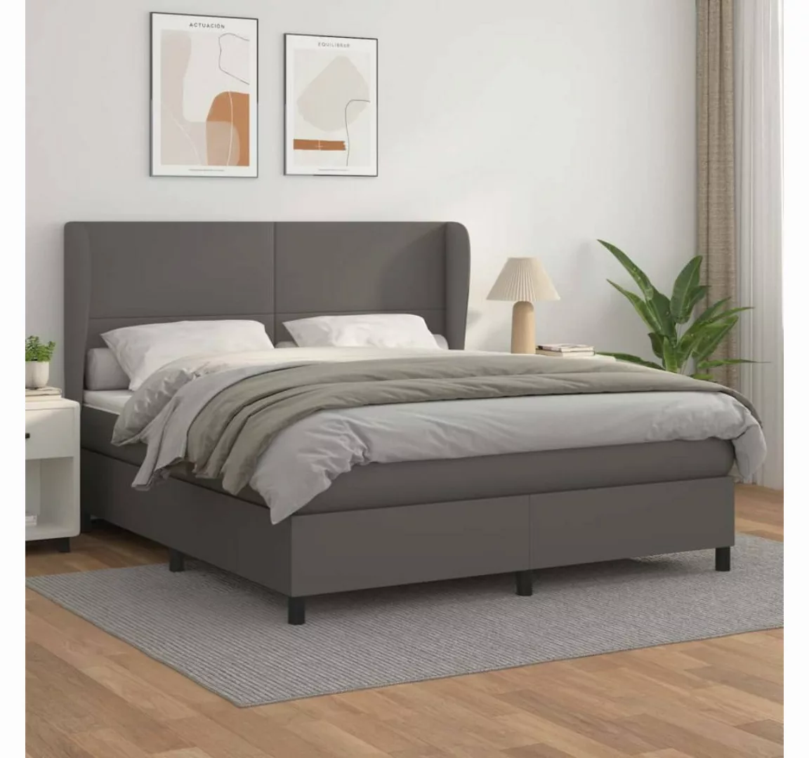 vidaXL Boxspringbett Bett Boxspringbett mit Matratze & Topper Kunstleder ve günstig online kaufen