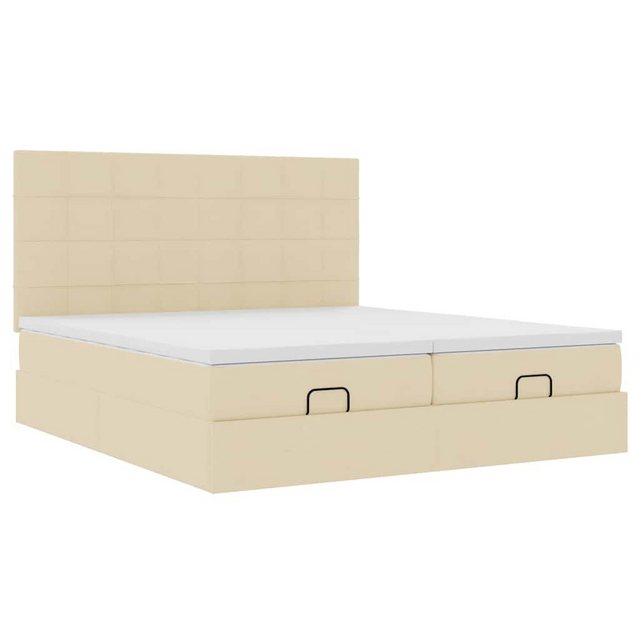 vidaXL Bett Ottoman-Bett mit Matratzen & LEDs Creme 160x200 cm Stoff günstig online kaufen