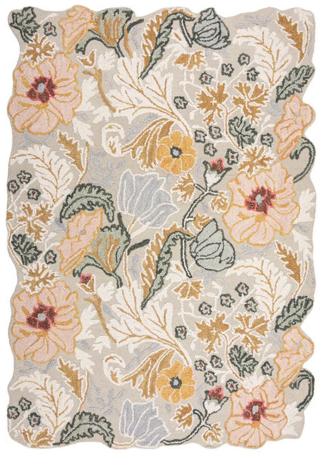 FLAIR RUGS Wollteppich »Daphne Floral«, rechteckig, 10 mm Höhe, Floraler Wo günstig online kaufen