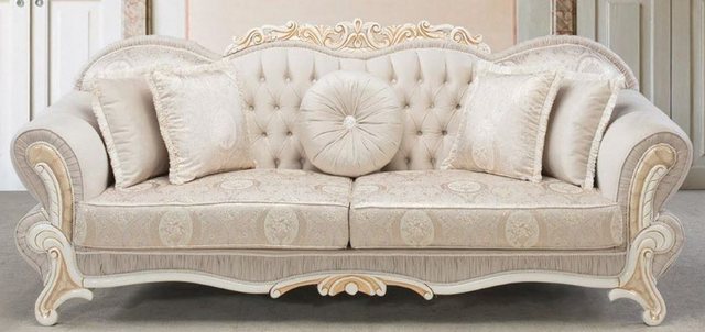 Casa Padrino Sofa Luxus Barock Sofa Hellrosa / Weiß / Gold 237 x 90 x H. 99 günstig online kaufen