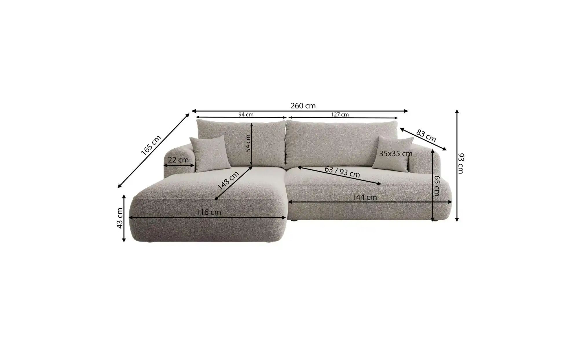 Selsey Ecksofa mit Schlaffunktion Ovo ¦ creme ¦ Maße (cm): B: 260 H: 93 Pol günstig online kaufen