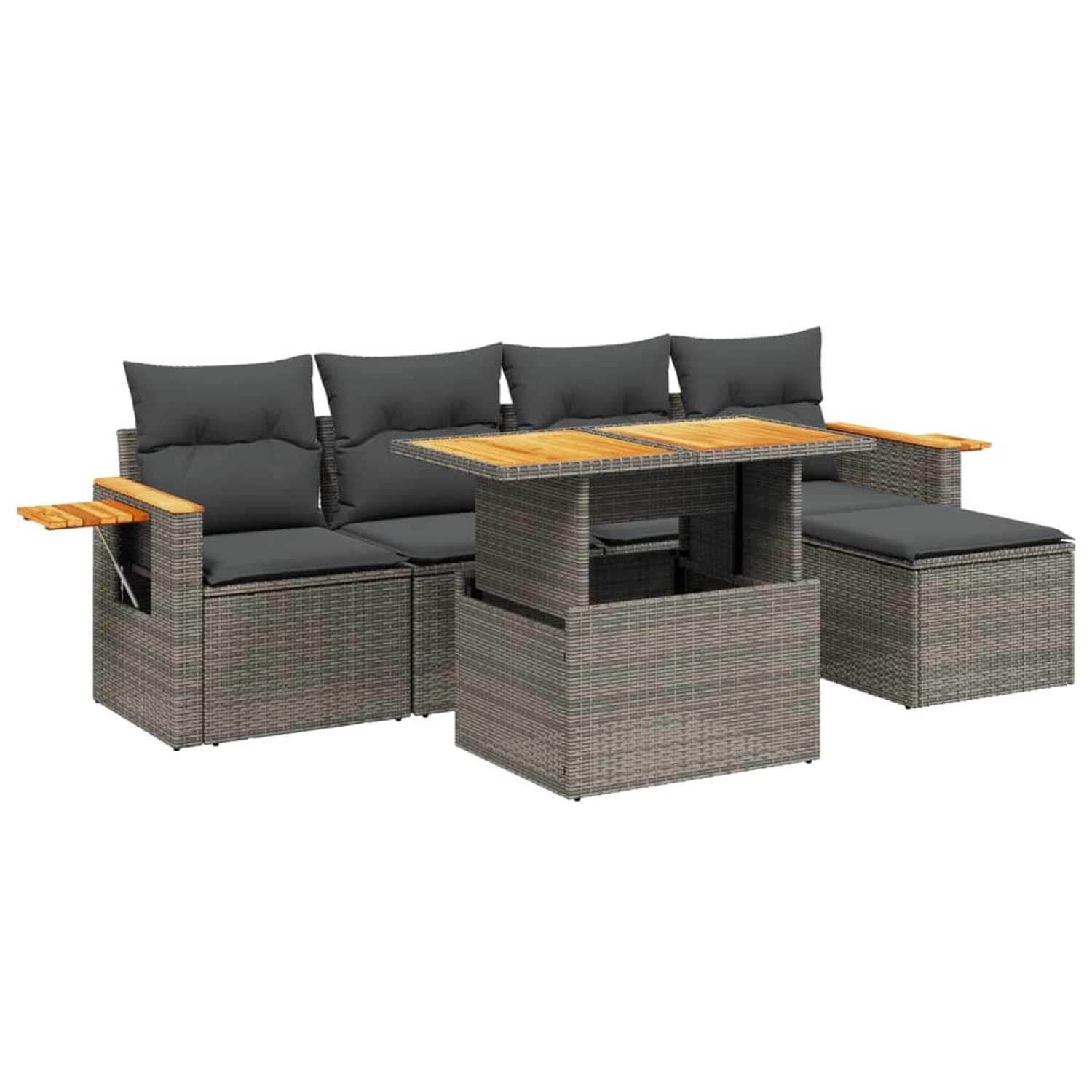 vidaXL 6-Tlg Garten-Sofagarnitur mit Kissen Grau Poly Rattan 3273496 günstig online kaufen